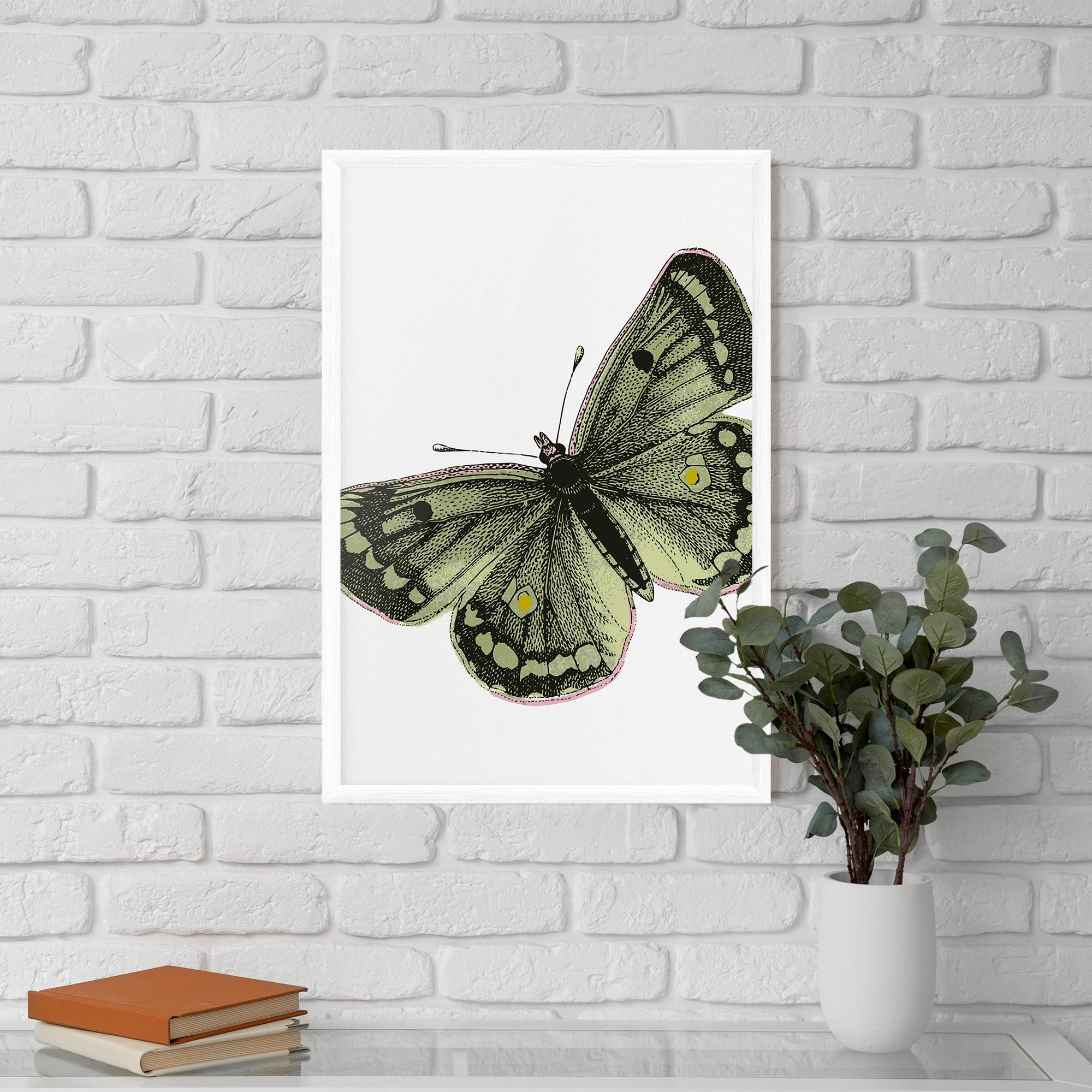Poster Înrămat Grey Yellow Butterfly mockup 5