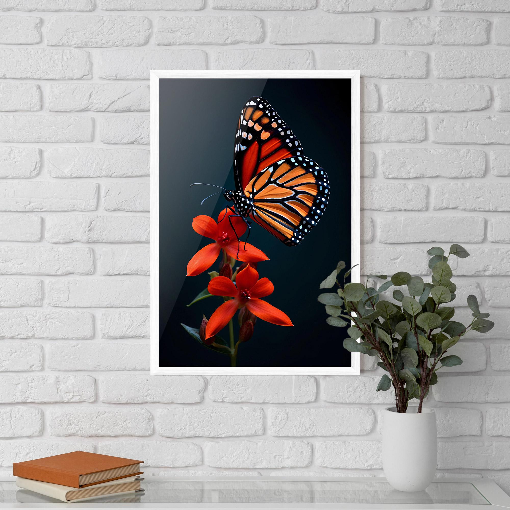 Poster Înrămat Red Flower Butterfly mockup 5