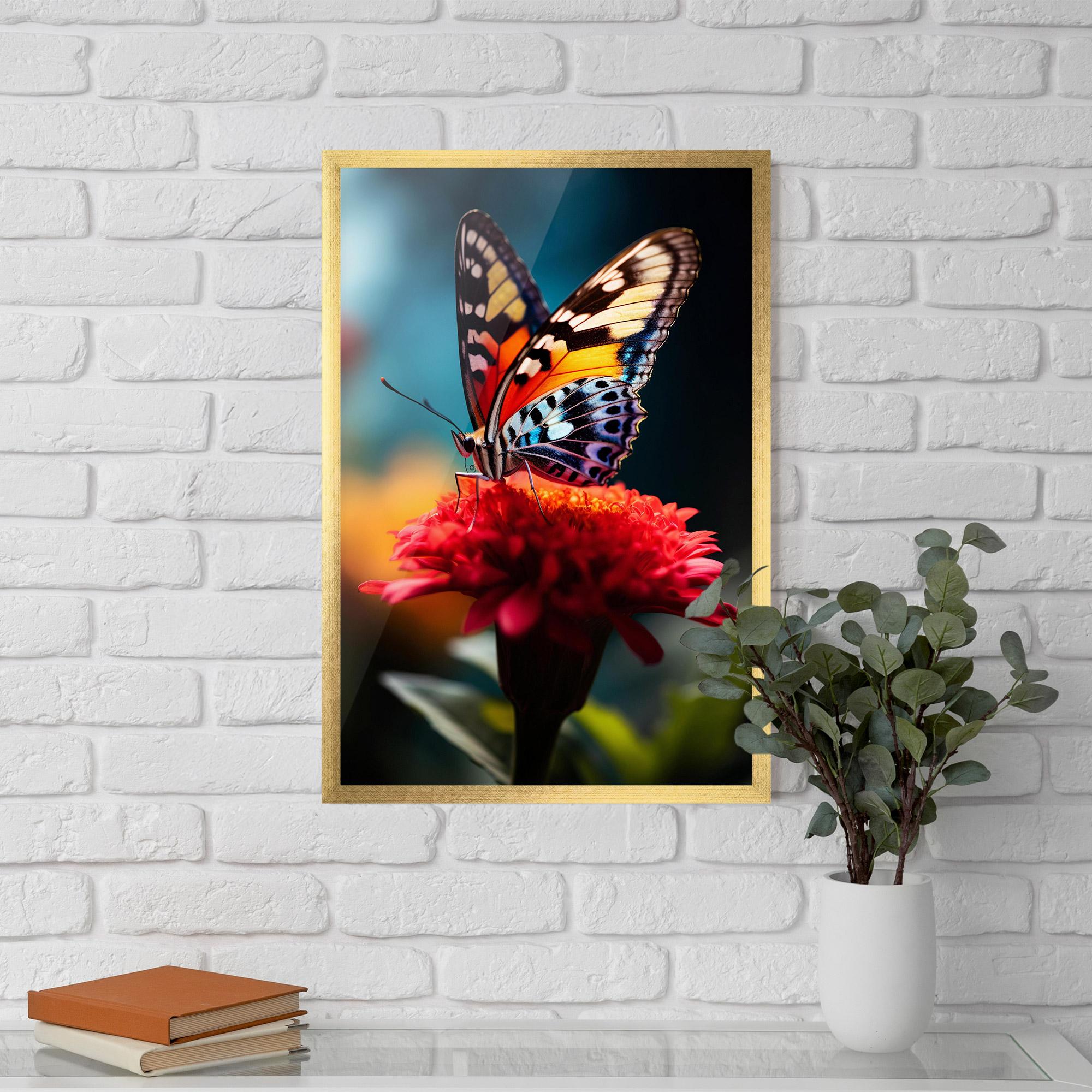 Poster Înrămat Blue Yellow Butterfly mockup 5