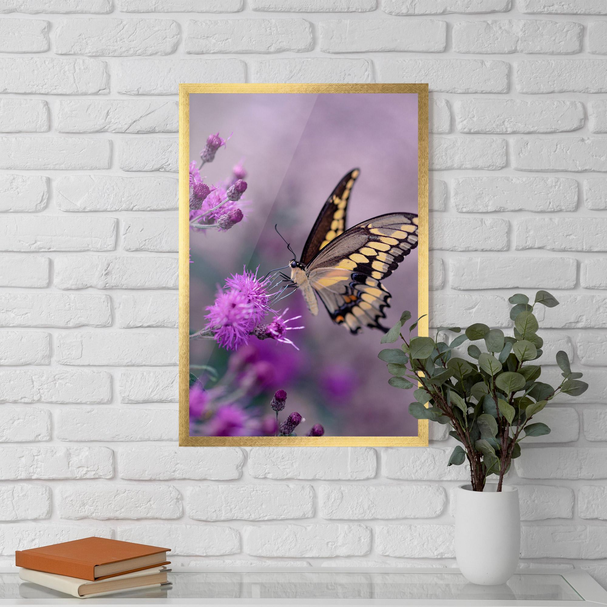 Poster Înrămat Cream Black Butterfly mockup 5