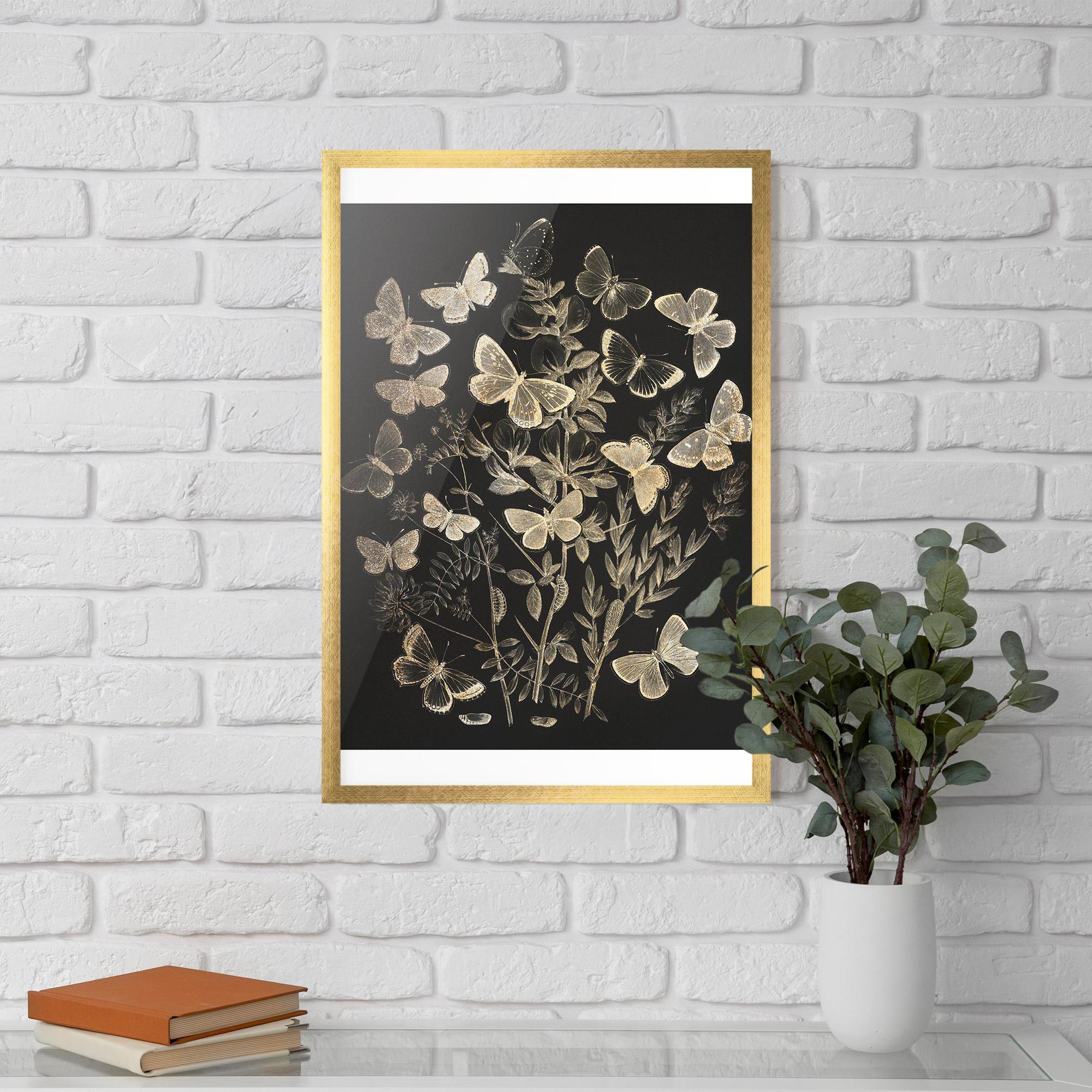 Poster Înrămat Grey Butterflies mockup 5