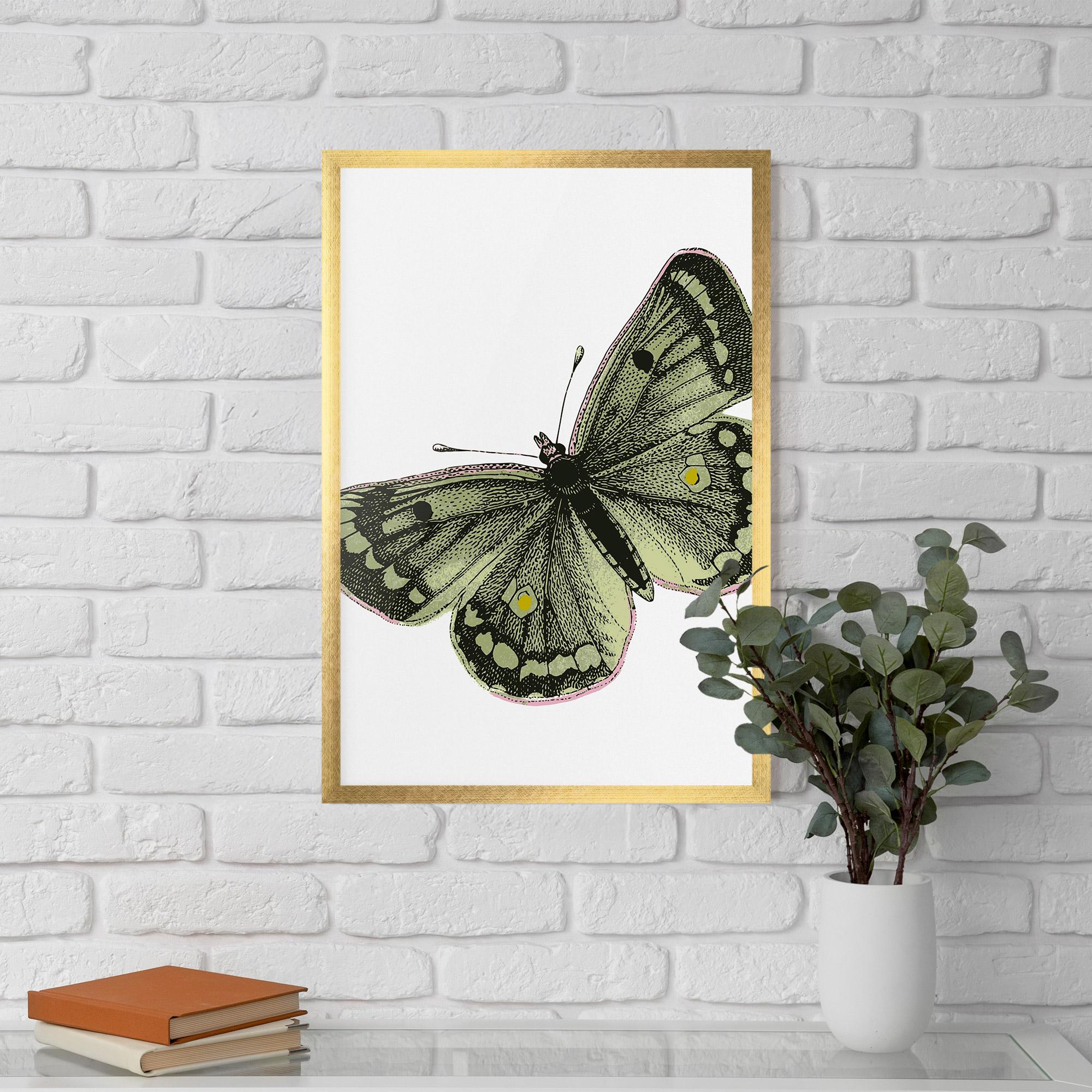 Poster Înrămat Grey Yellow Butterfly mockup 5