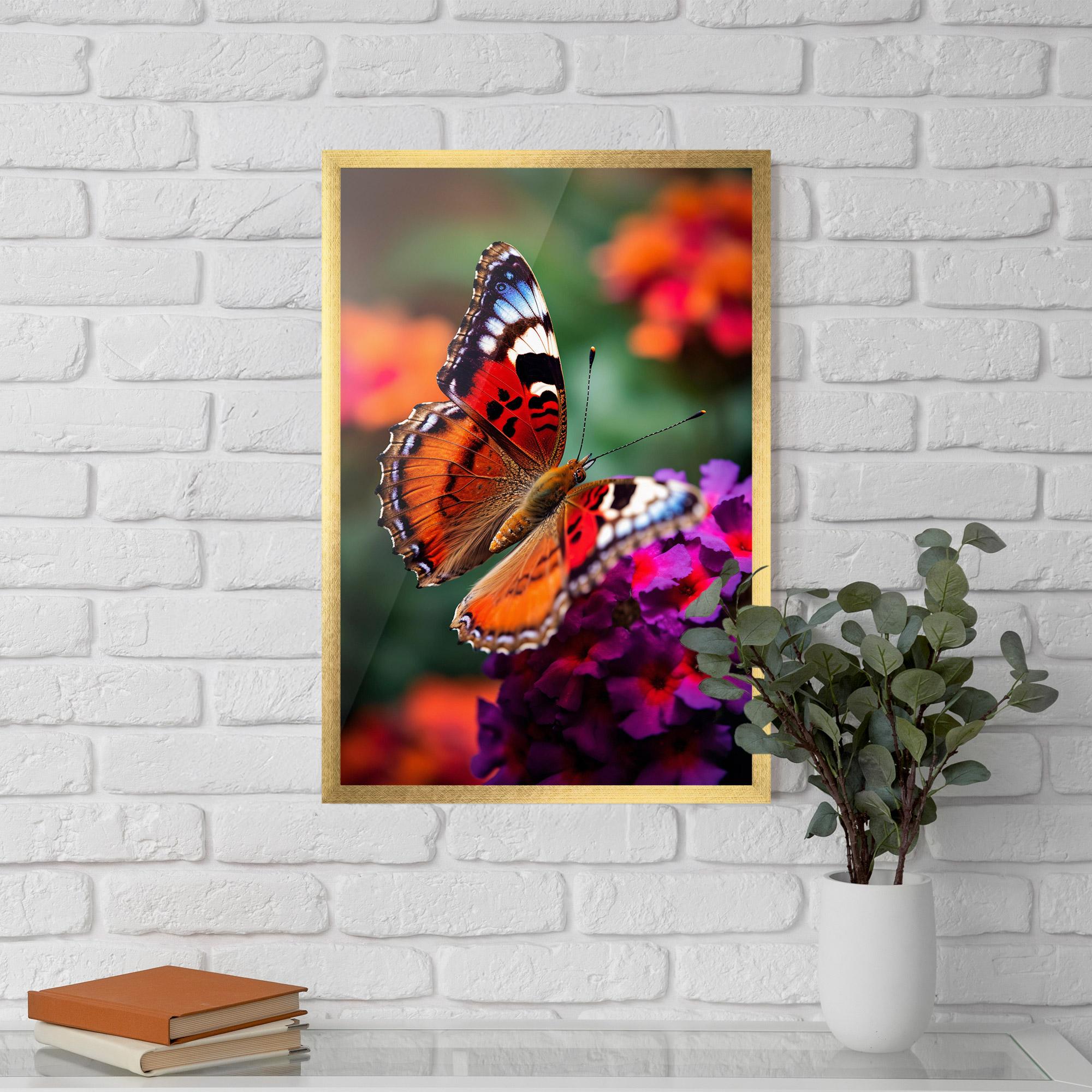 Poster Înrămat Red Blue Butterfly mockup 5