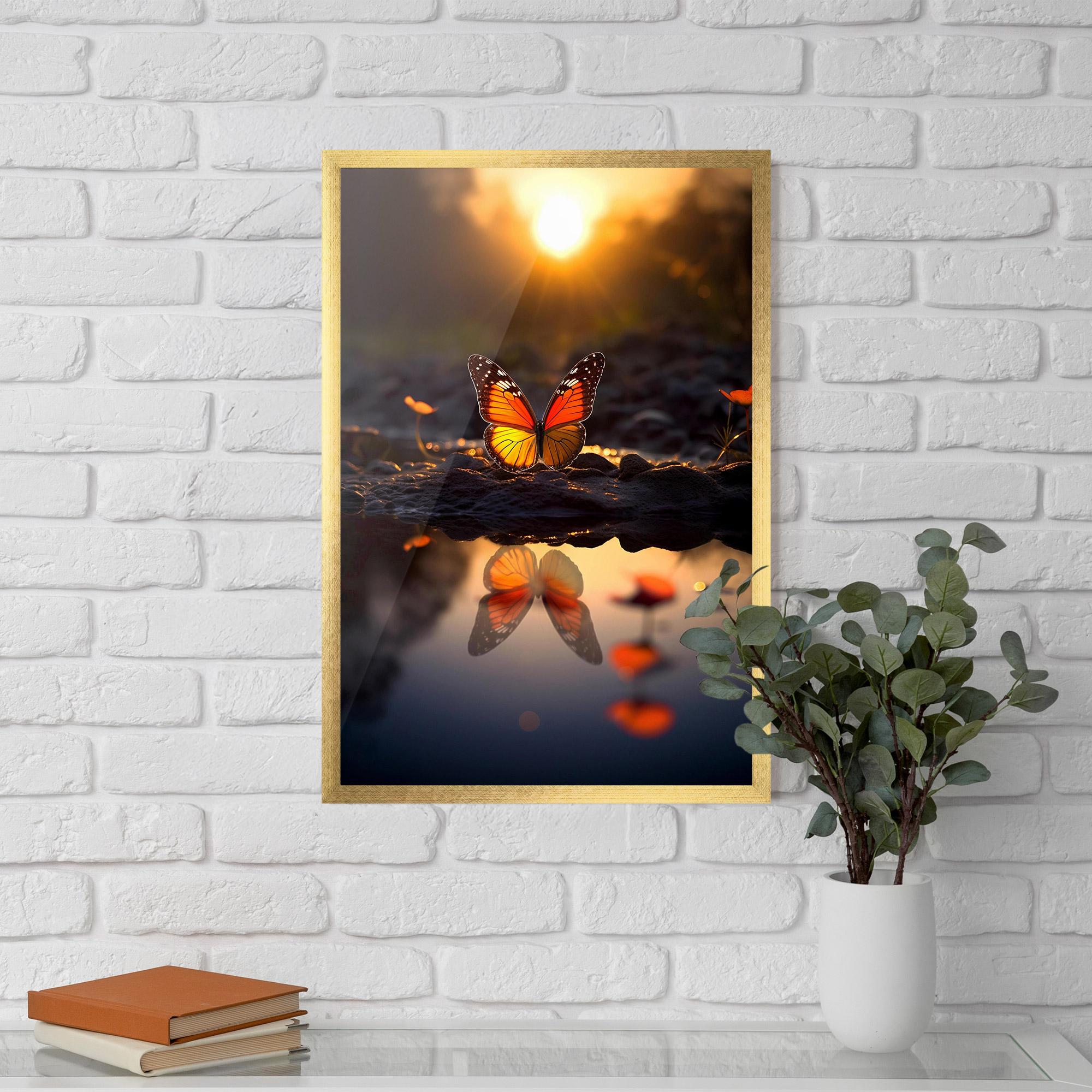 Poster Înrămat Sun Water Butterfly mockup 5