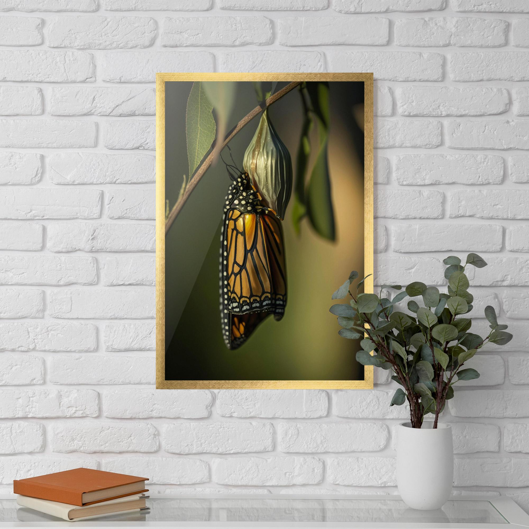 Poster Înrămat Yellow Black Butterfly mockup 5