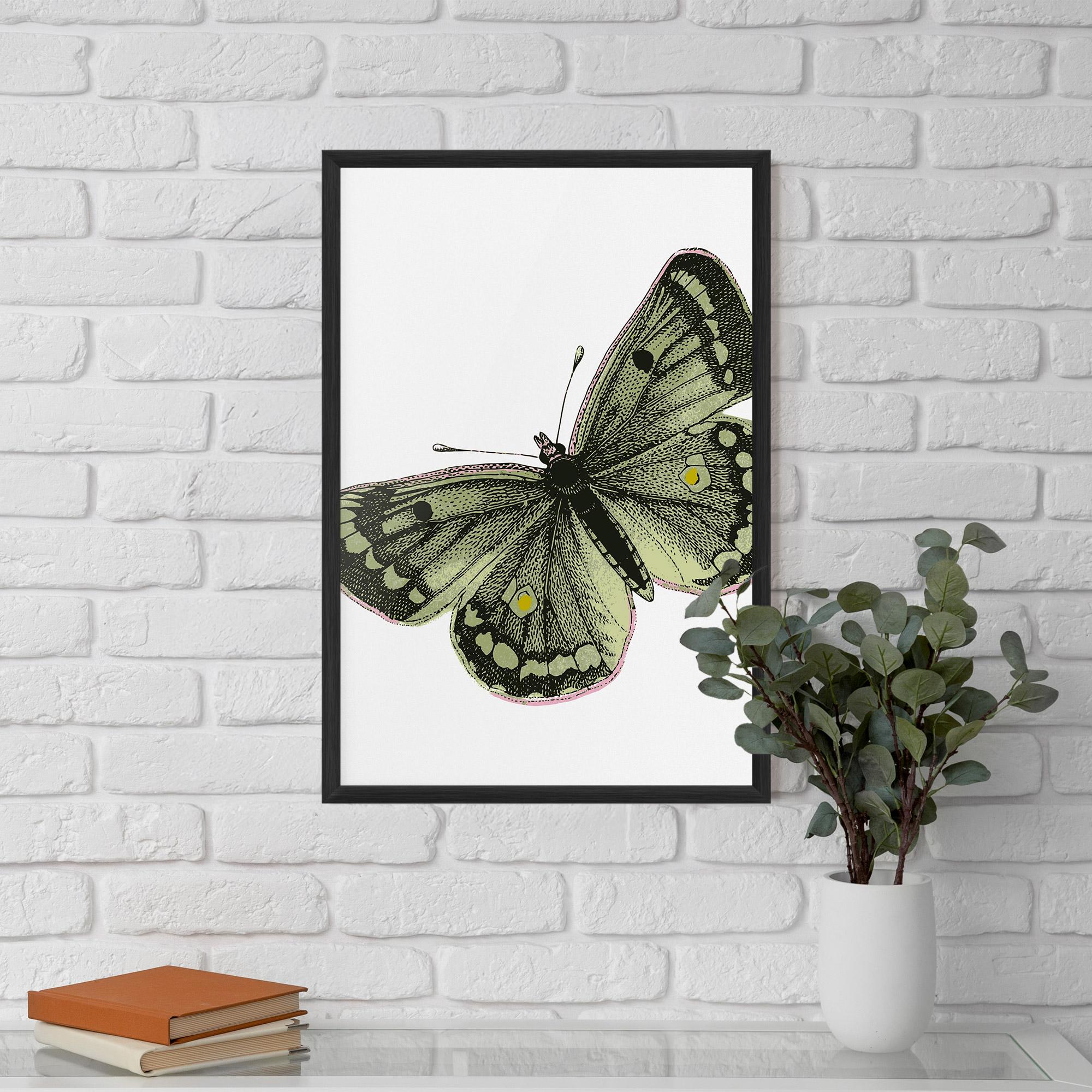 Poster Înrămat Grey Yellow Butterfly mockup 5