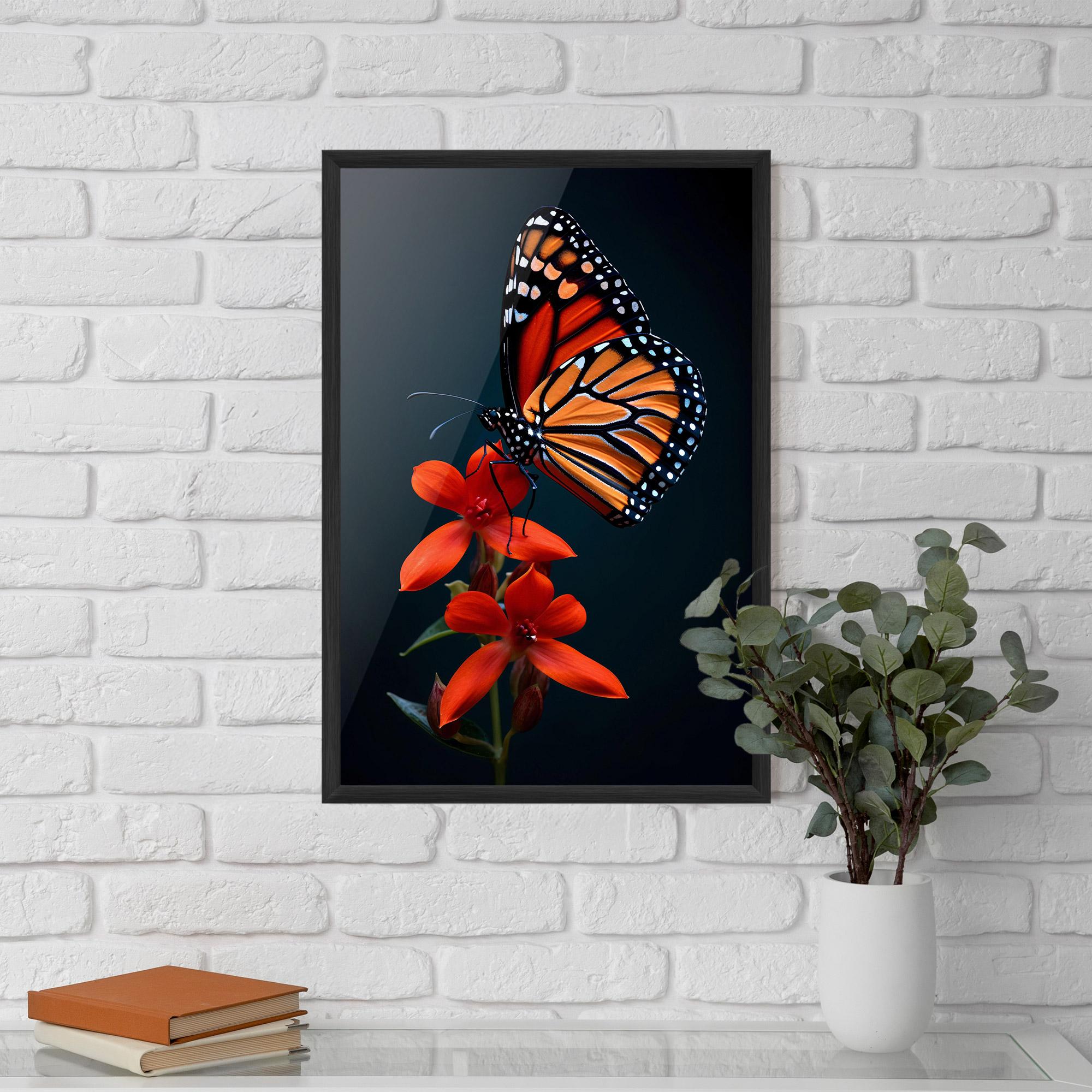 Poster Înrămat Red Flower Butterfly mockup 5