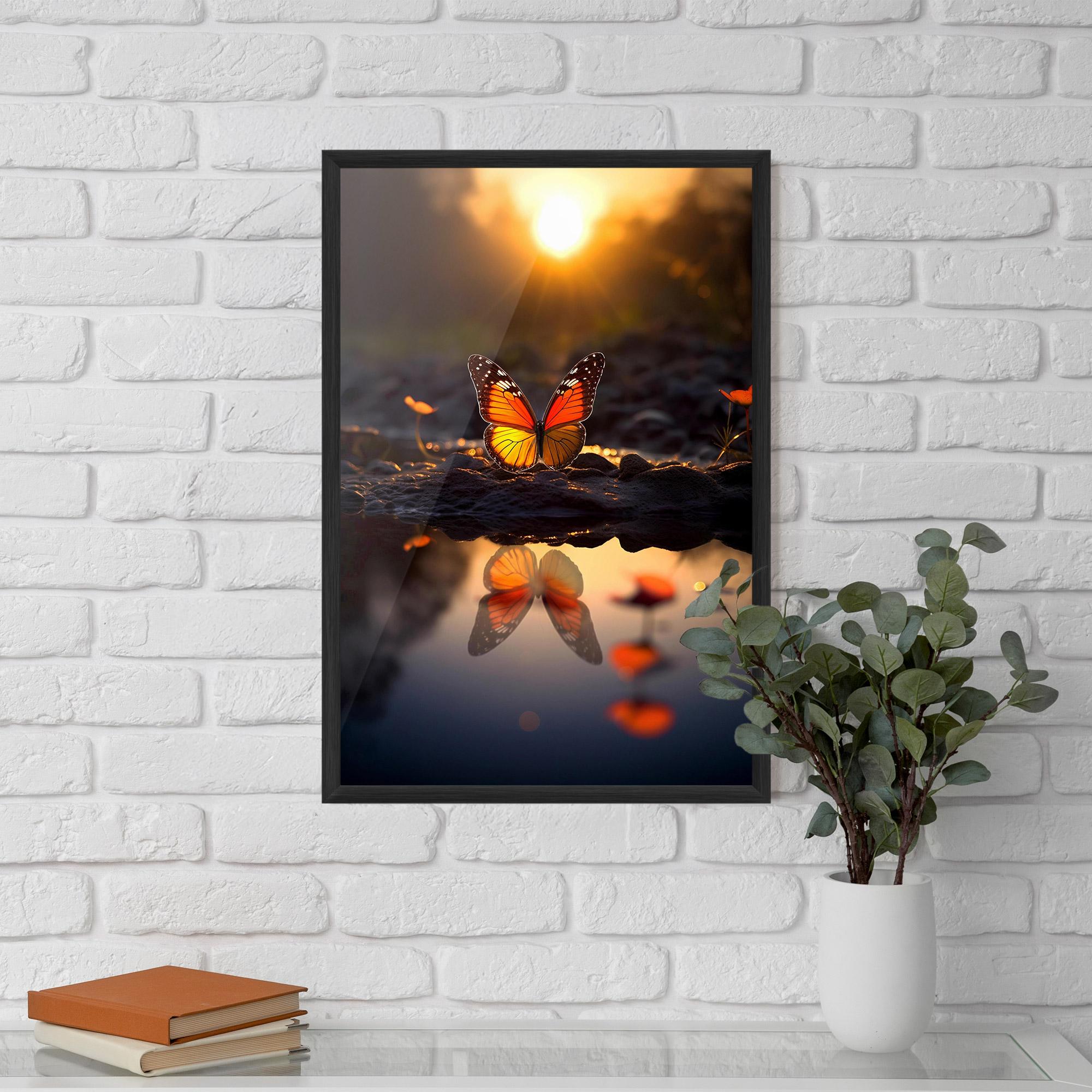 Poster Înrămat Sun Water Butterfly mockup 5