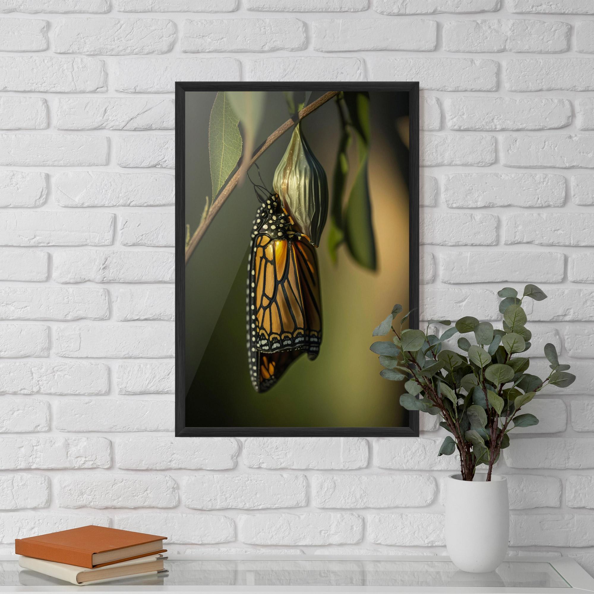 Poster Înrămat Yellow Black Butterfly mockup 5