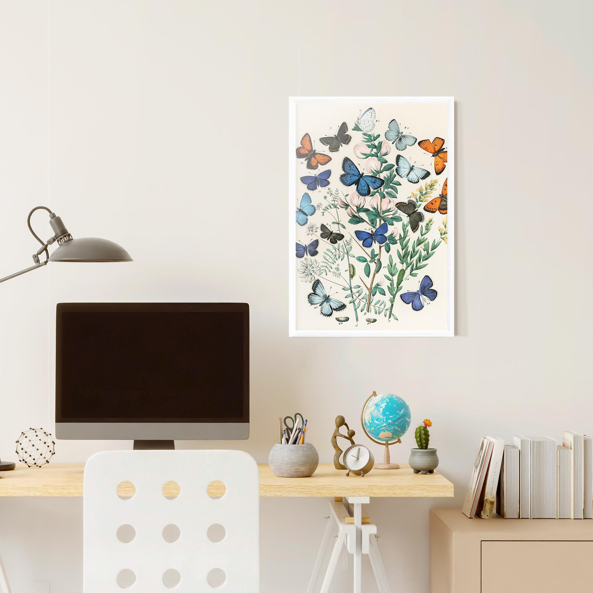 Poster Înrămat Blue Orange Butterflies mockup 6