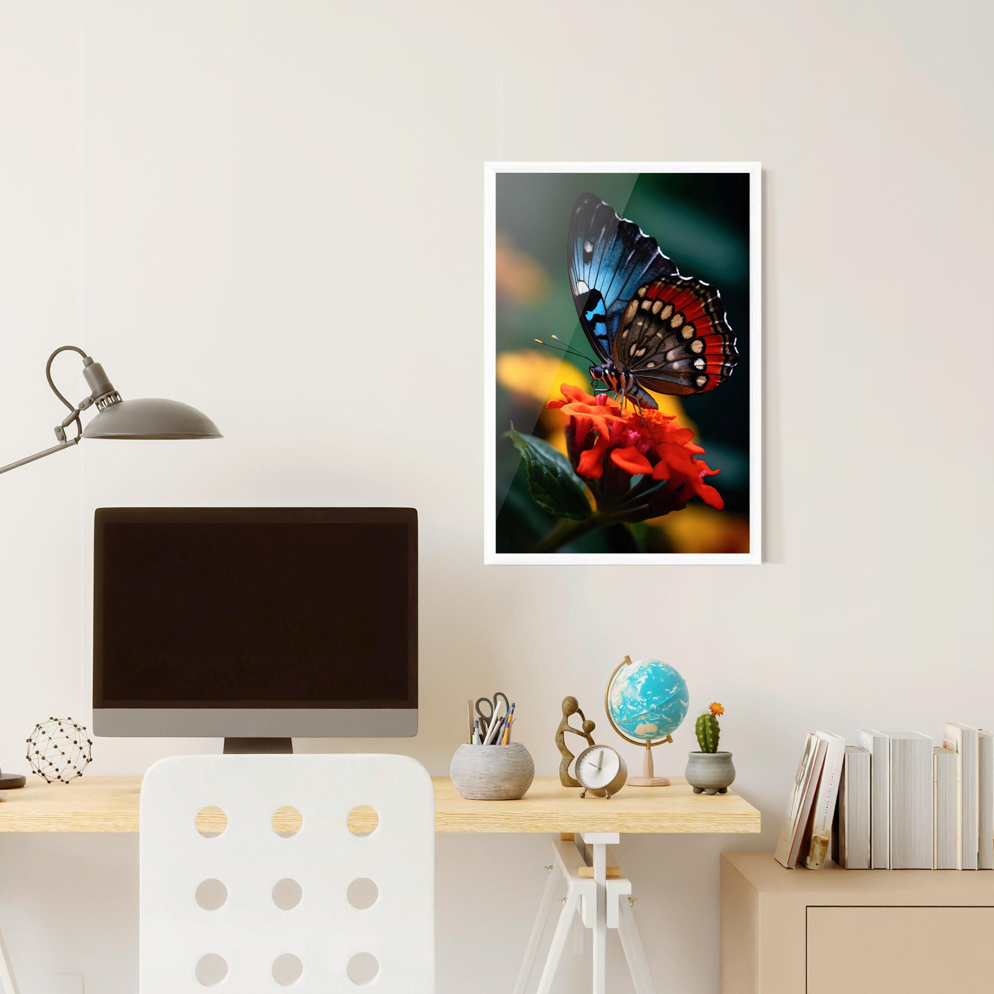 Poster Înrămat Blue Red Butterfly mockup 6
