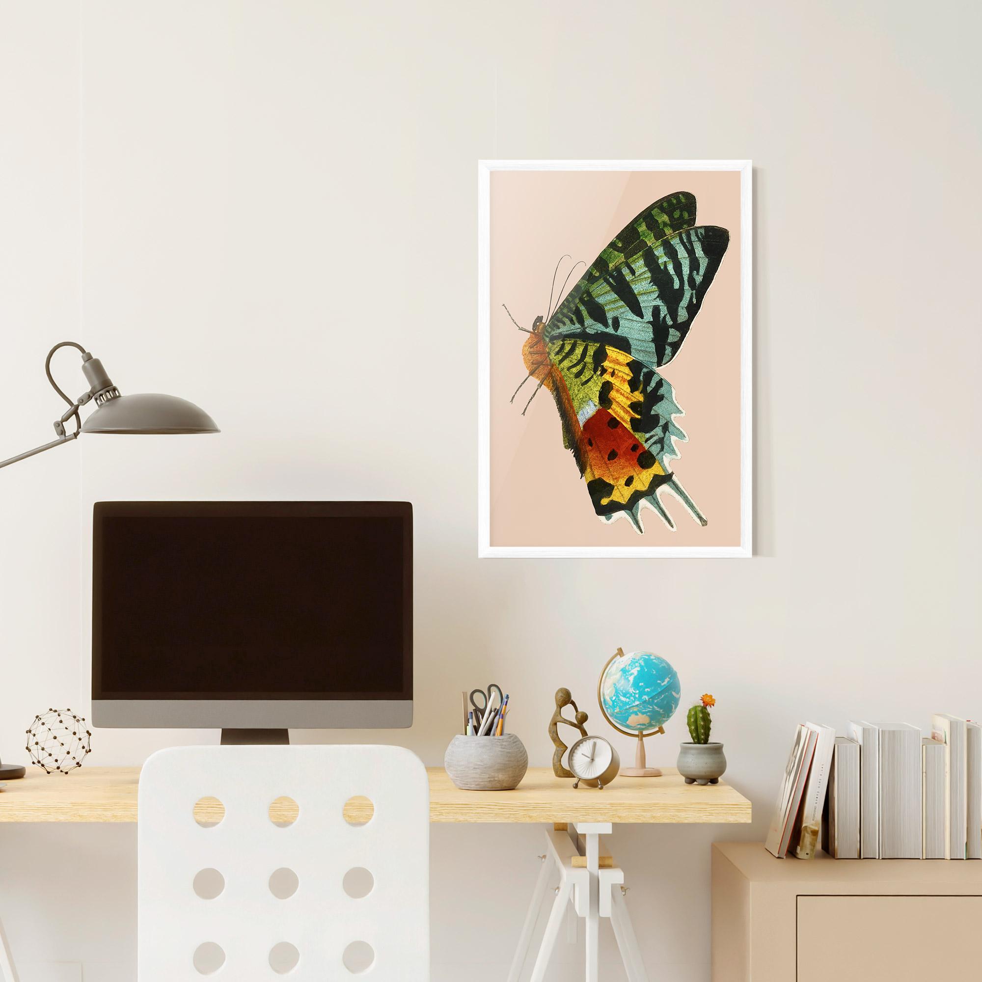 Poster Înrămat Butterfly On Pink mockup 6