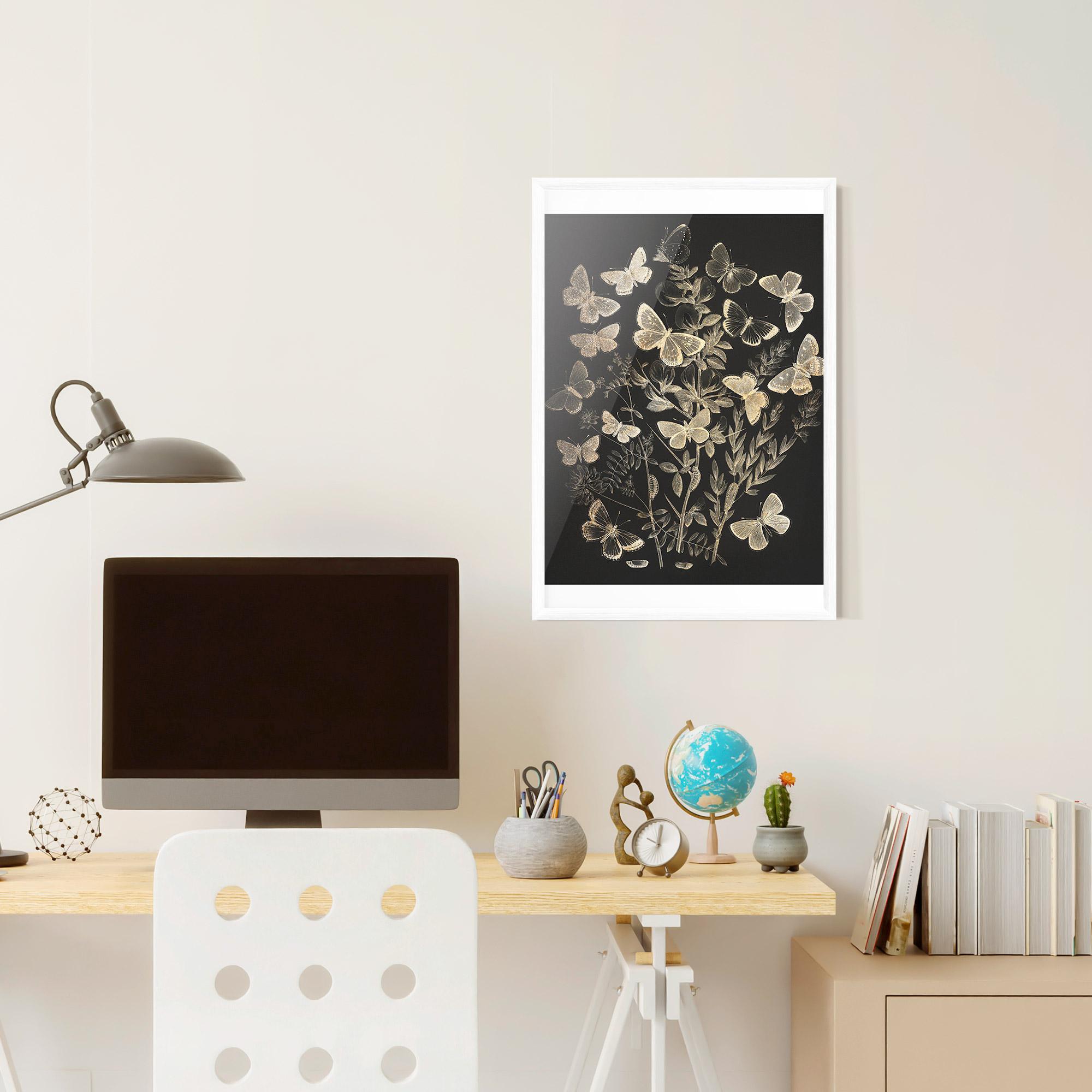 Poster Înrămat Grey Butterflies mockup 6