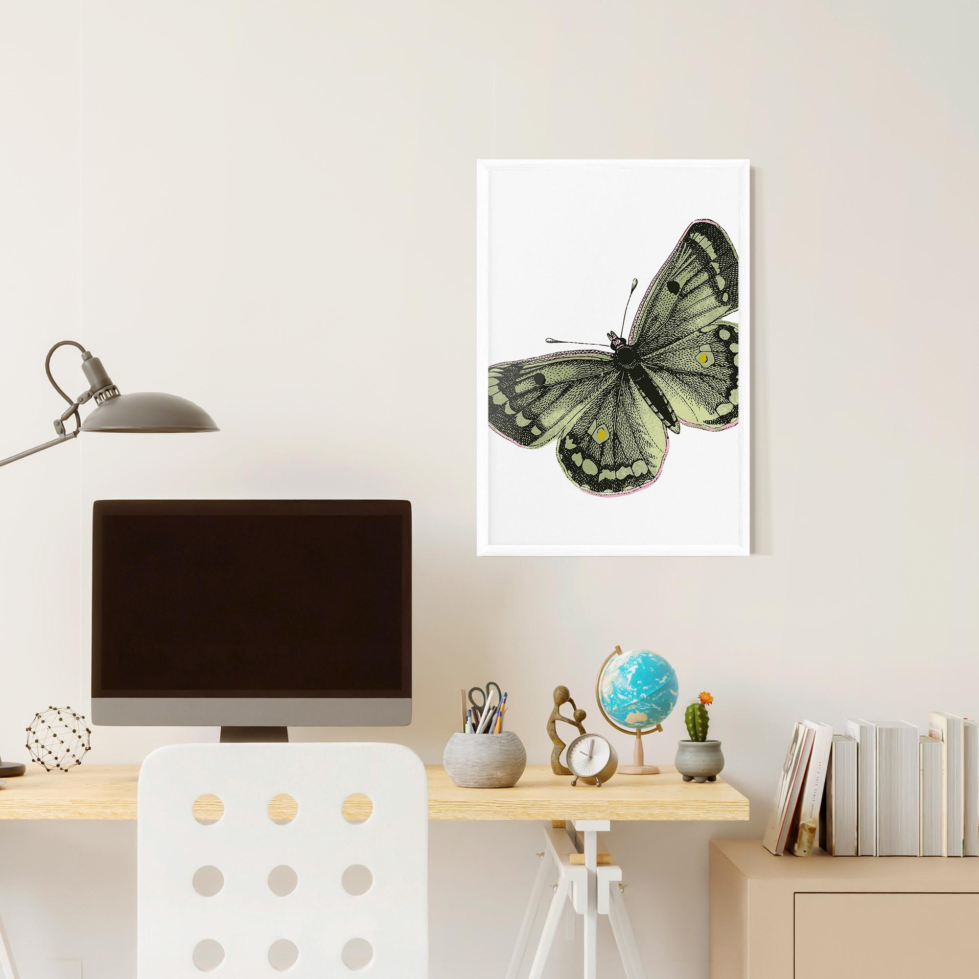 Poster Înrămat Grey Yellow Butterfly mockup 6
