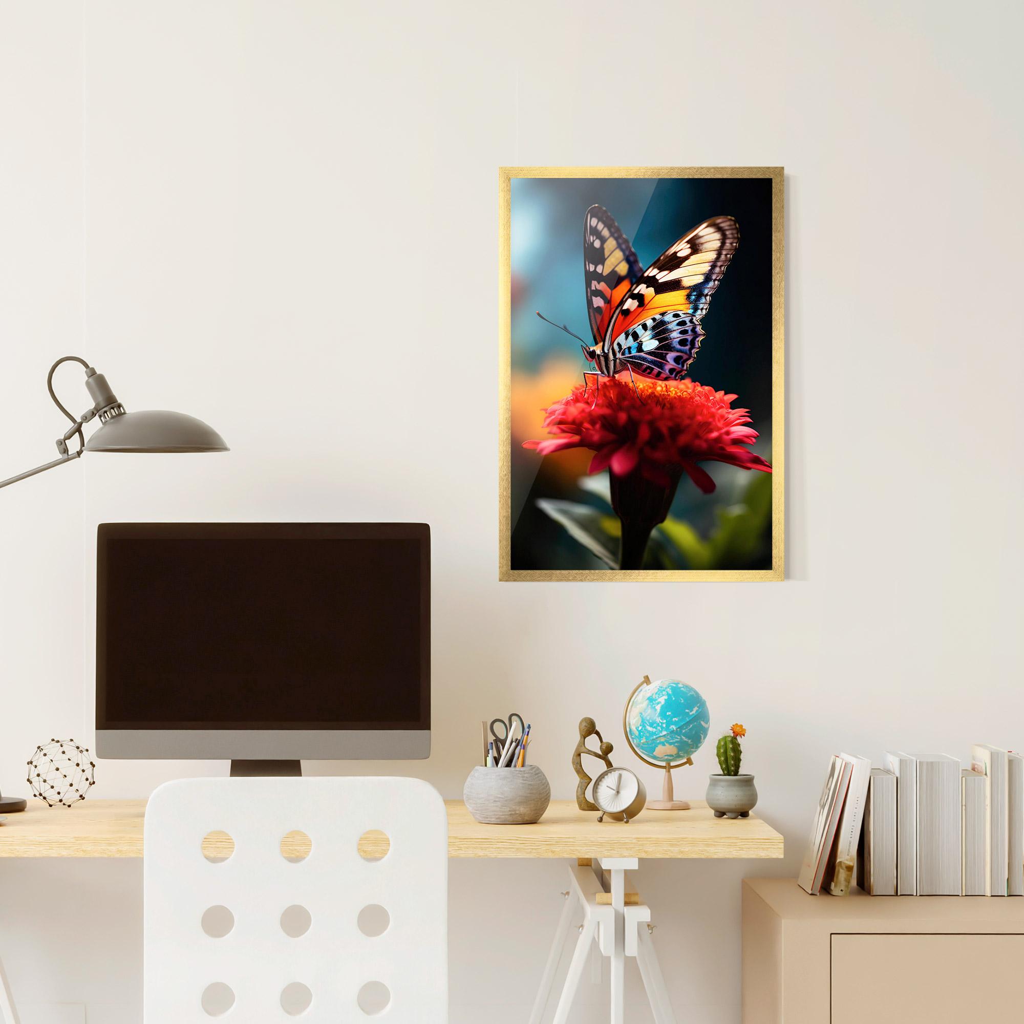 Poster Înrămat Blue Yellow Butterfly mockup 6