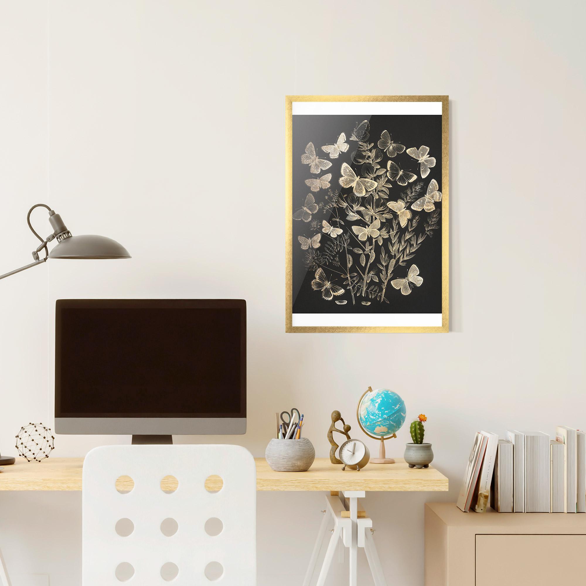 Poster Înrămat Grey Butterflies mockup 6