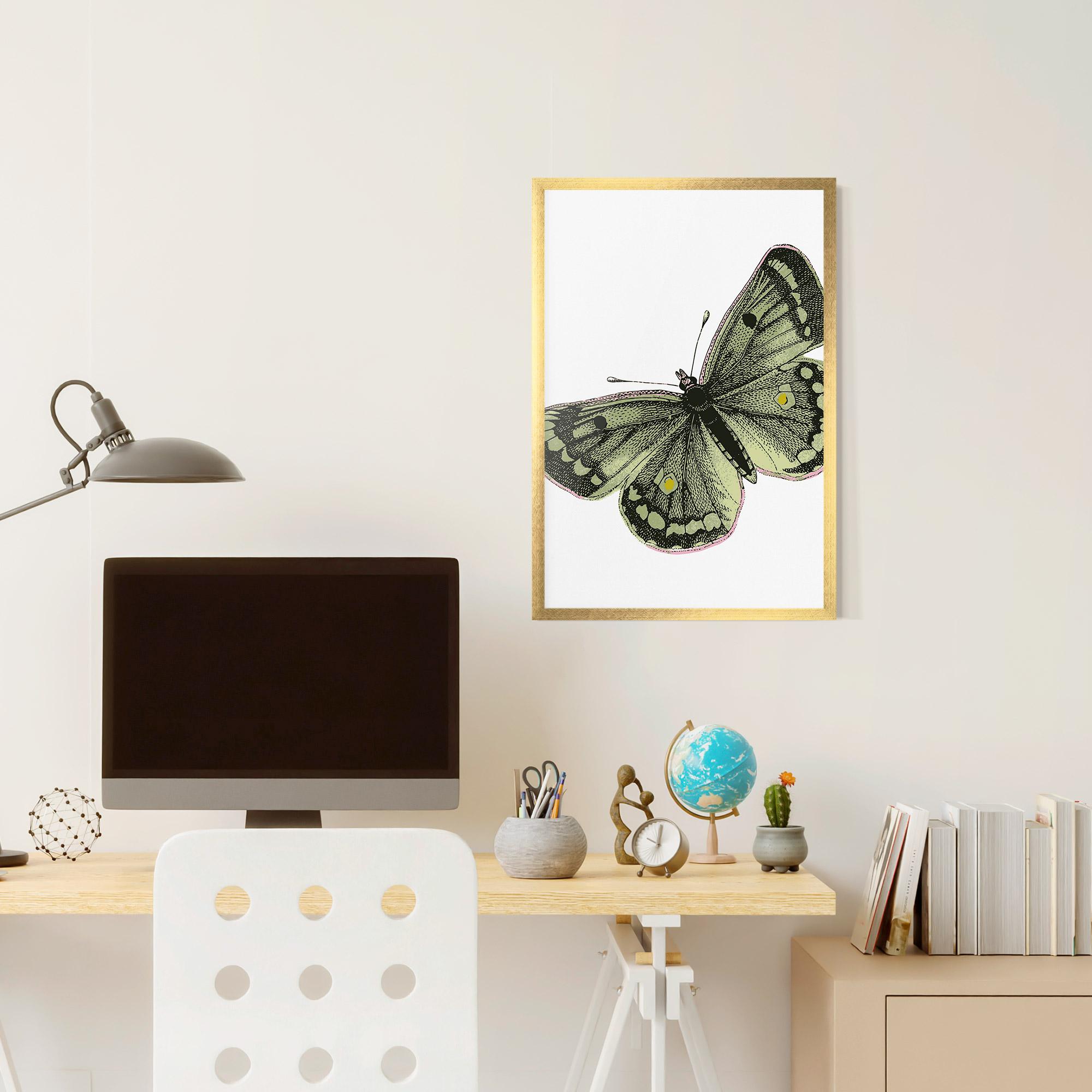 Poster Înrămat Grey Yellow Butterfly mockup 6