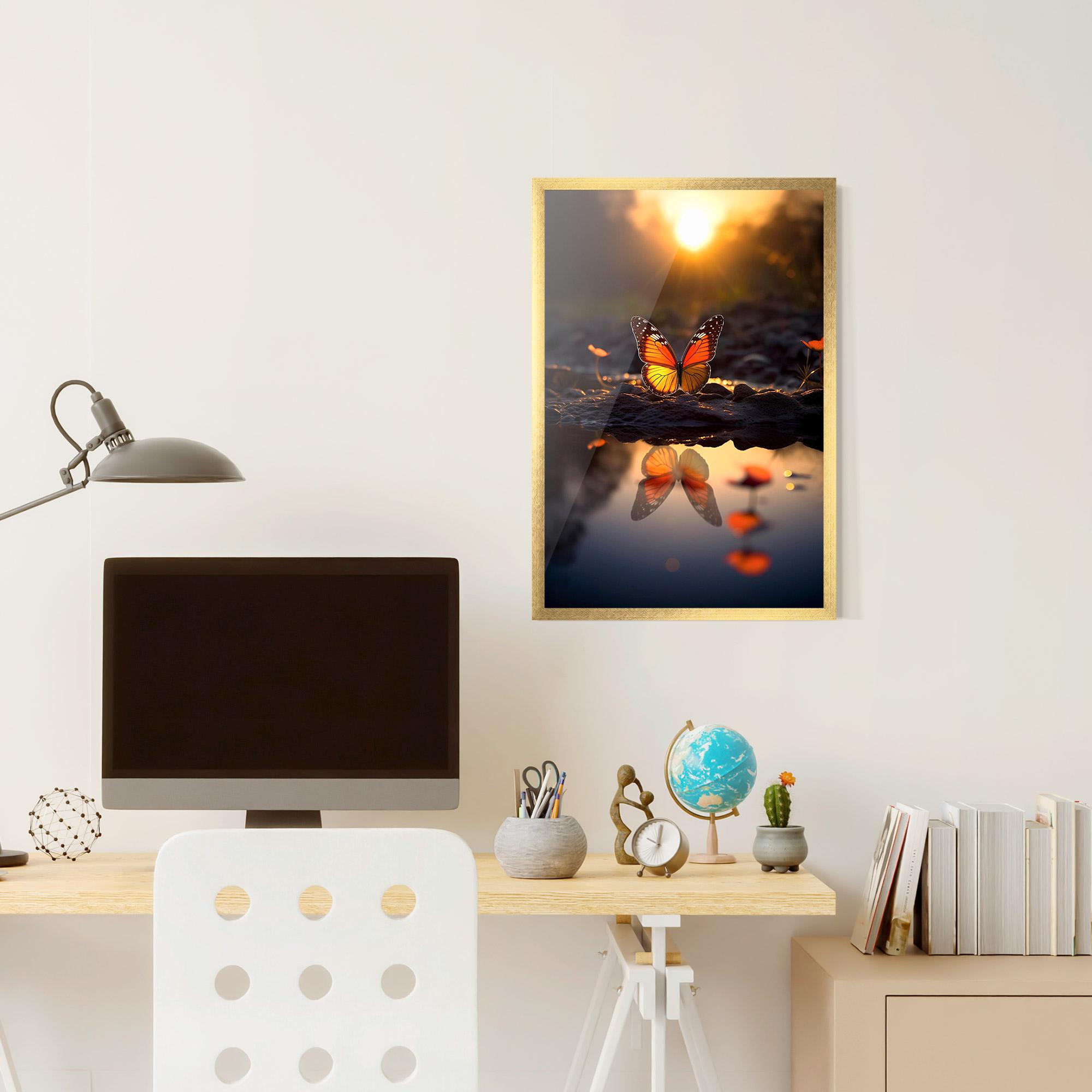 Poster Înrămat Sun Water Butterfly mockup 6
