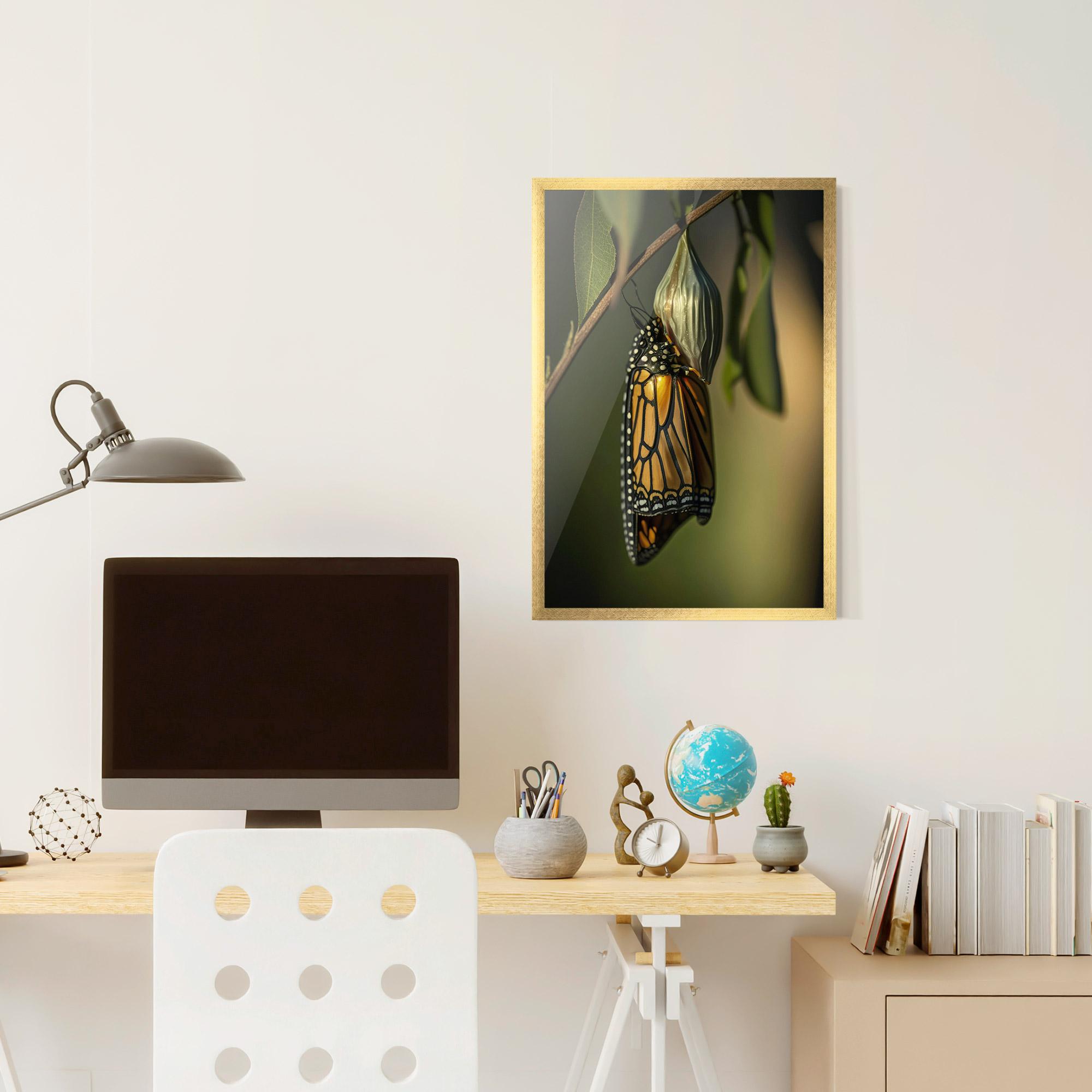 Poster Înrămat Yellow Black Butterfly mockup 6