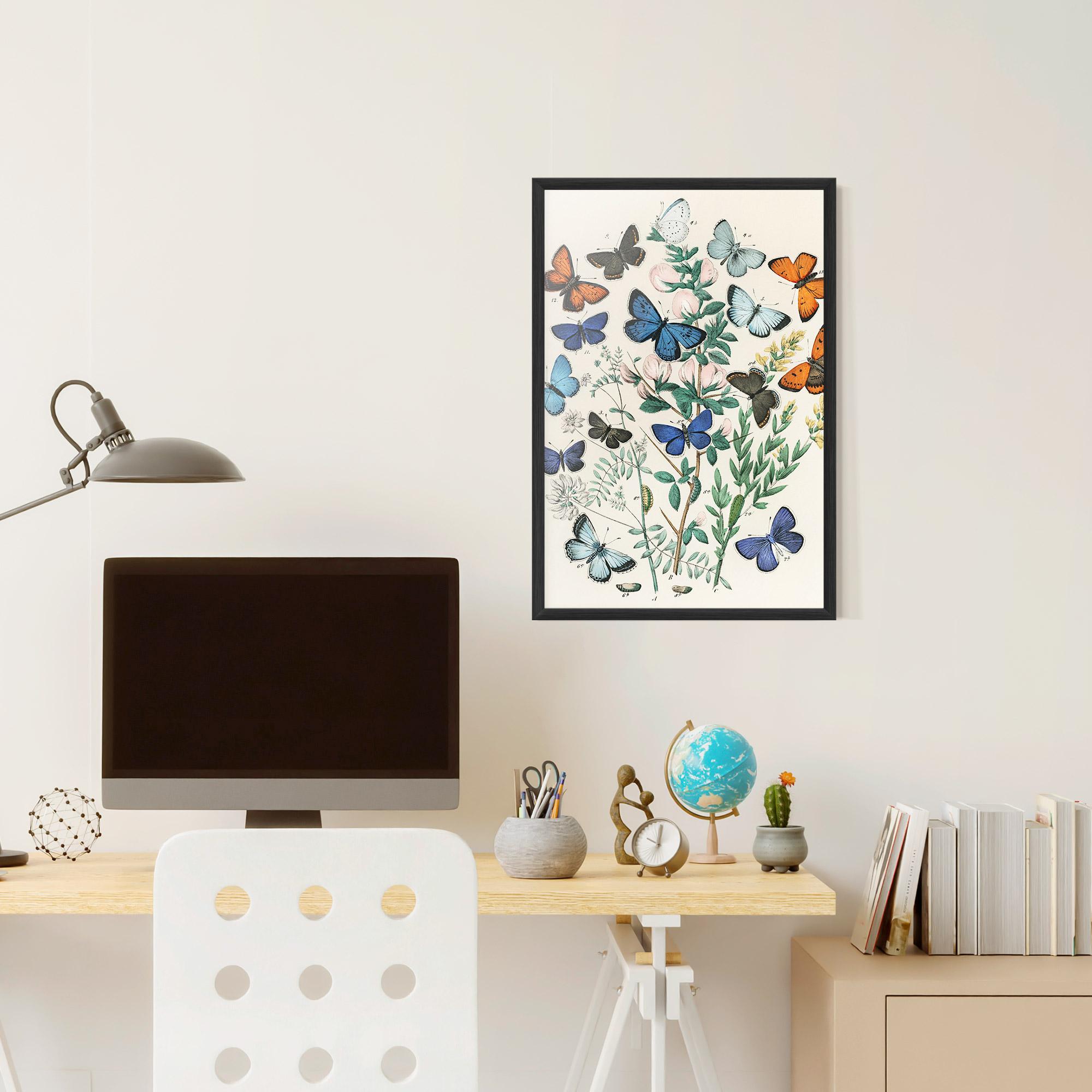 Poster Înrămat Blue Orange Butterflies mockup 6