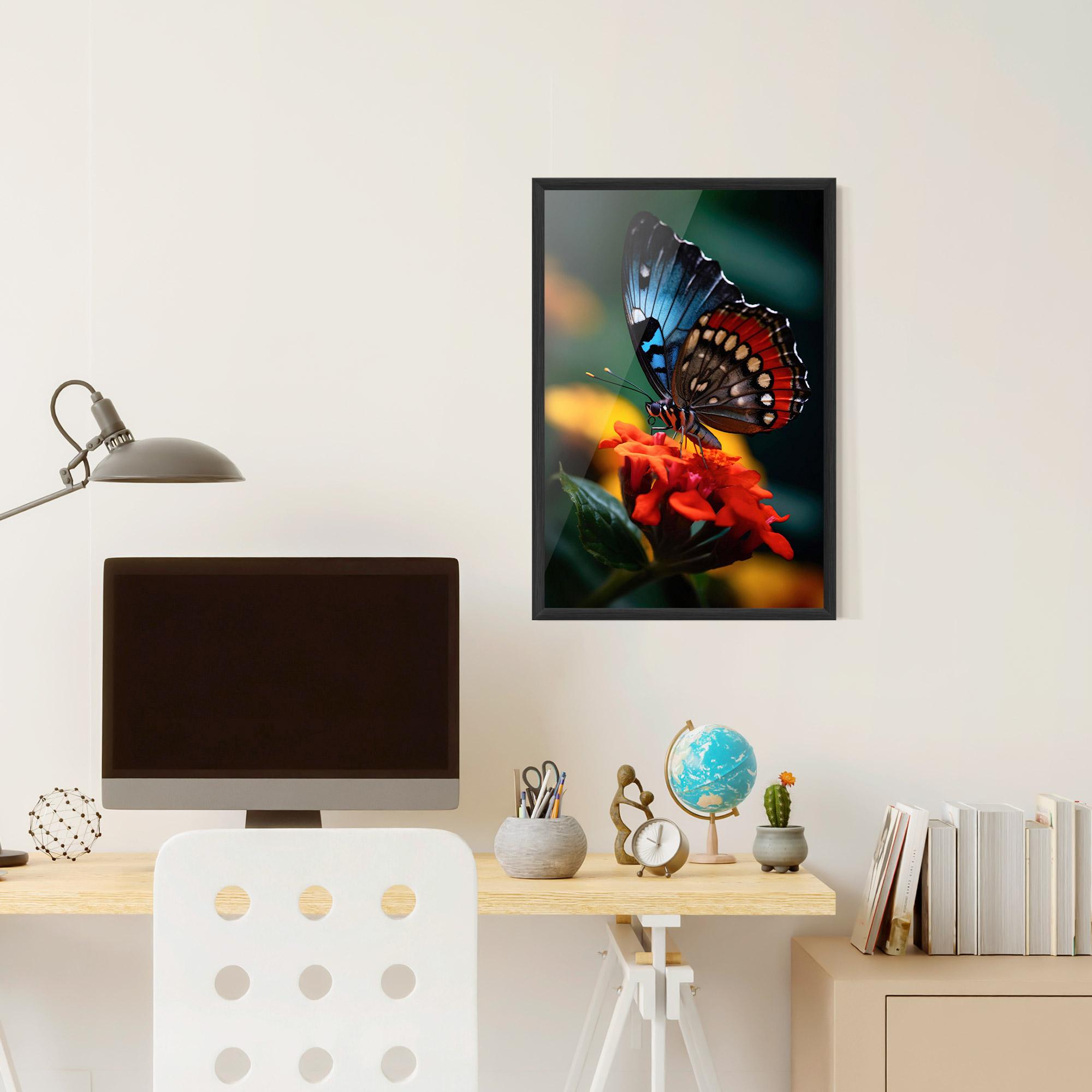 Poster Înrămat Blue Red Butterfly mockup 6