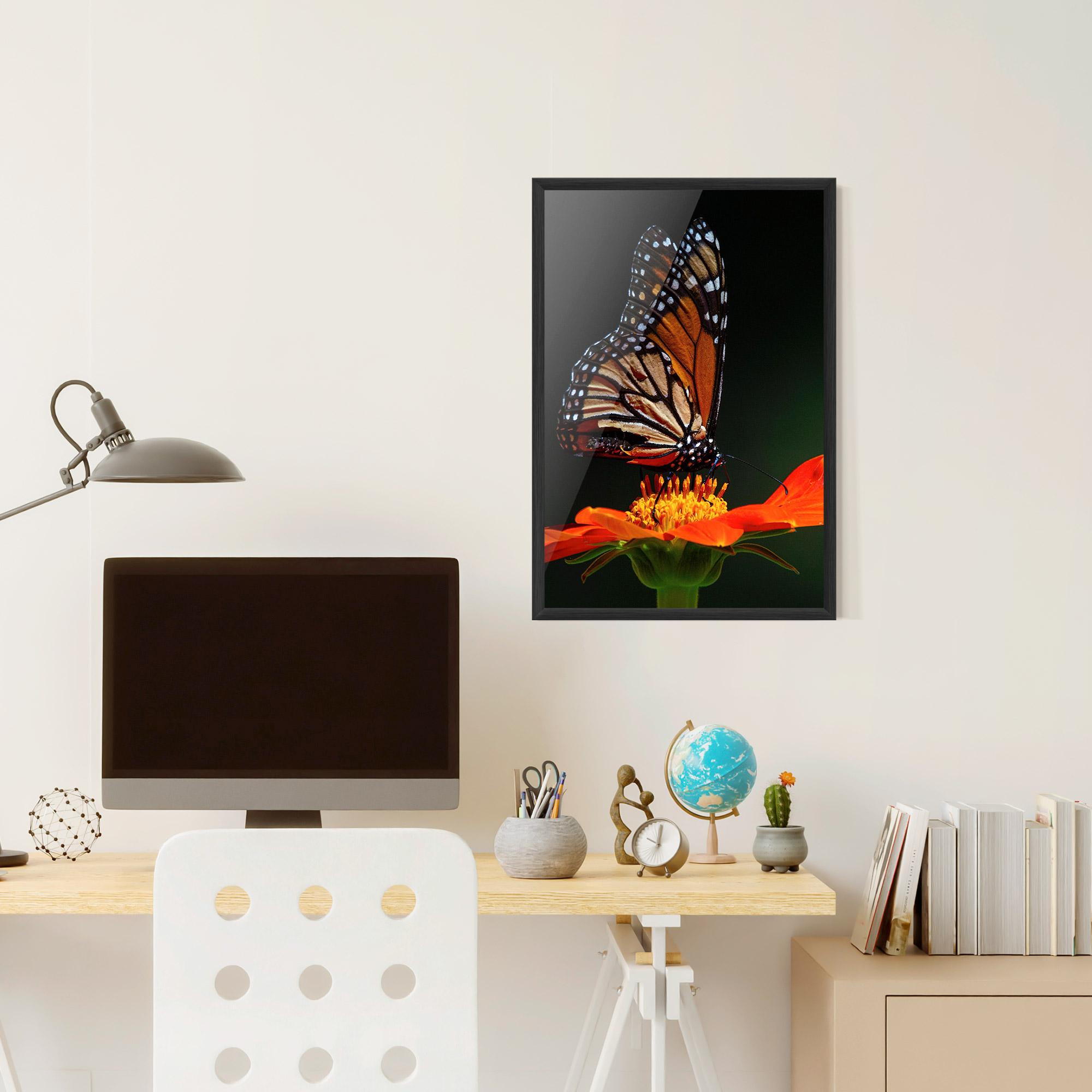 Poster Înrămat Dark Orange Butterfy mockup 6