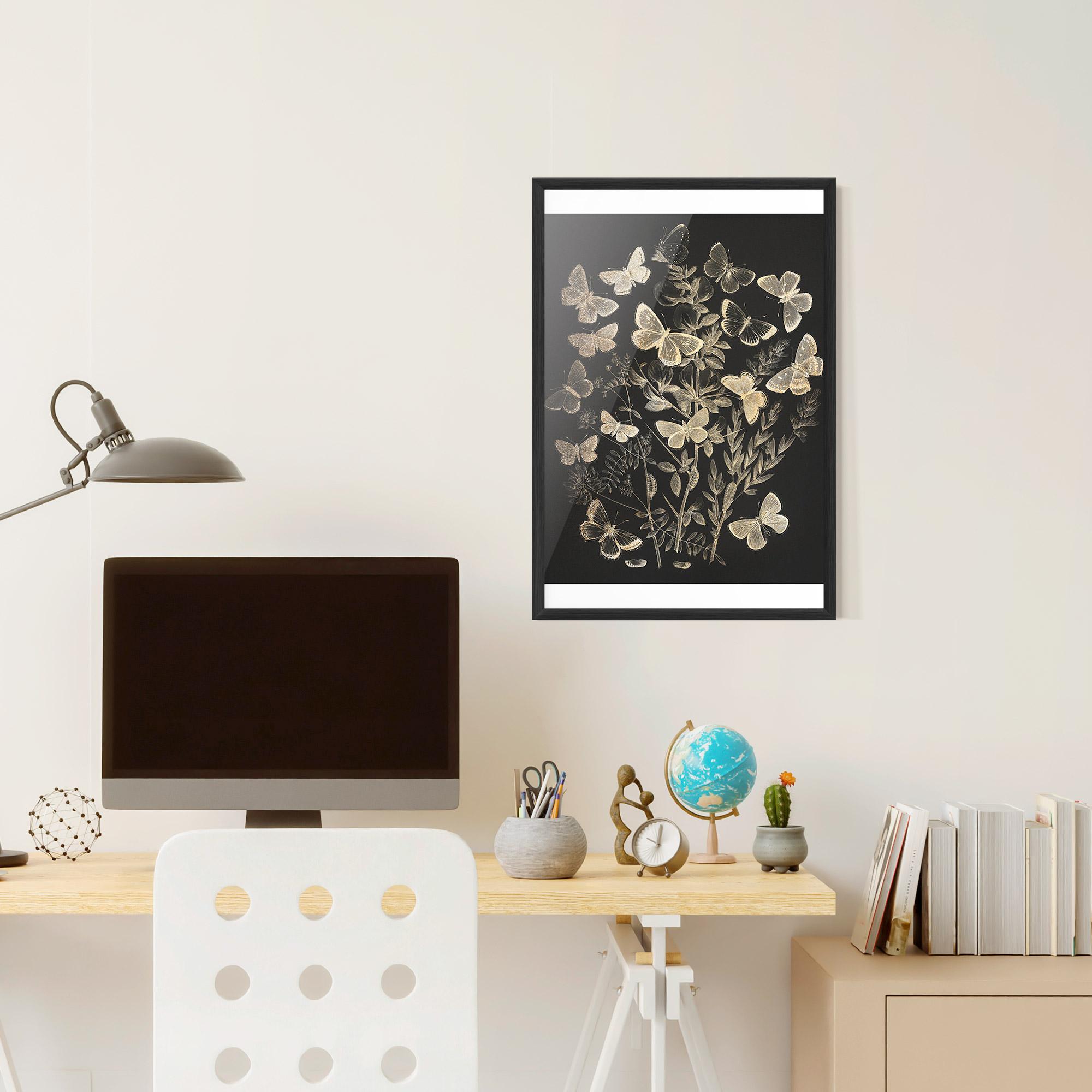 Poster Înrămat Grey Butterflies mockup 6