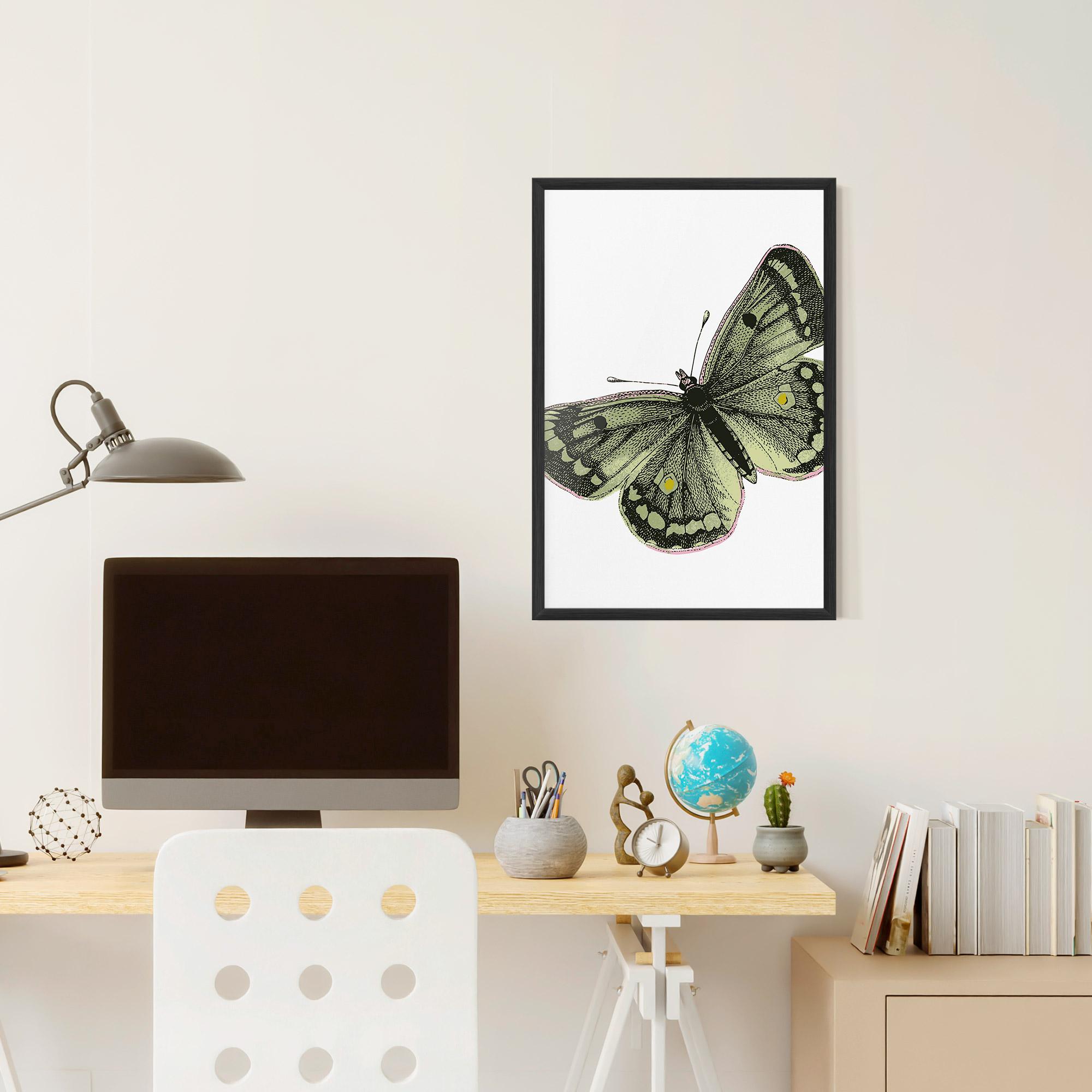 Poster Înrămat Grey Yellow Butterfly mockup 6