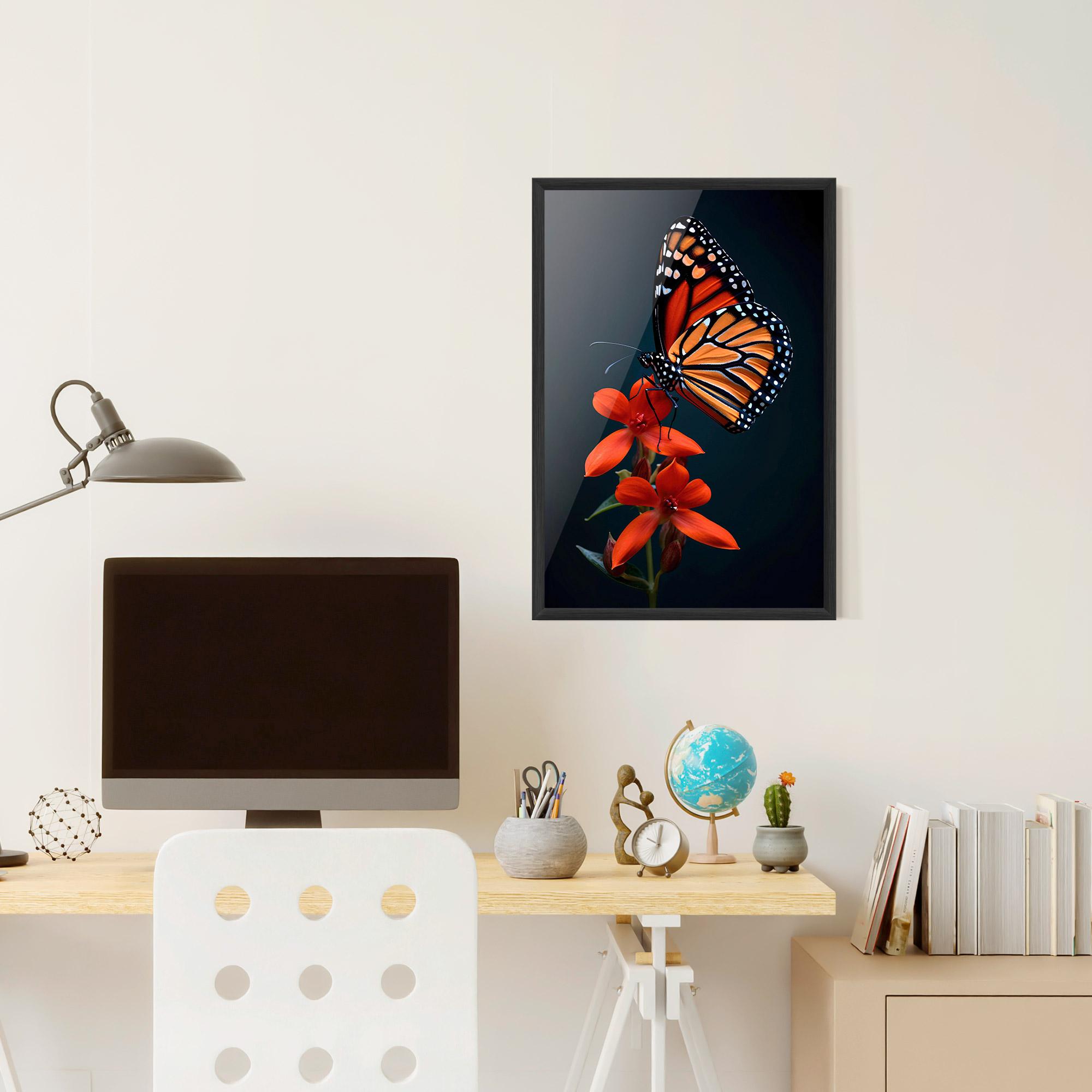 Poster Înrămat Red Flower Butterfly mockup 6