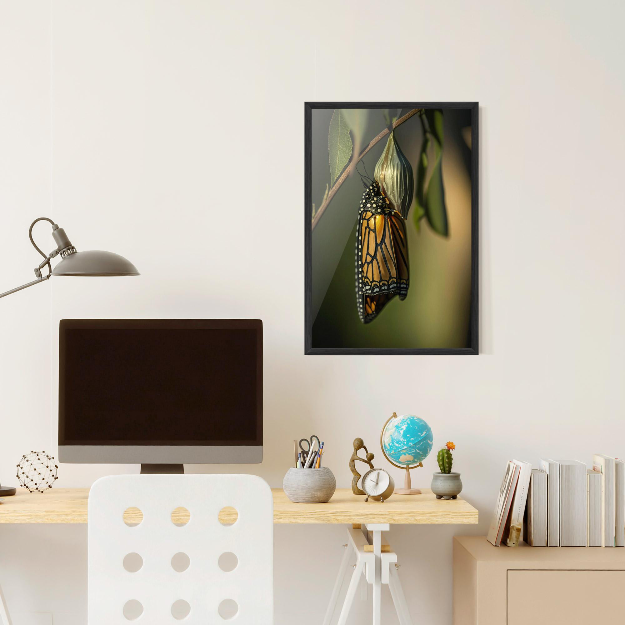 Poster Înrămat Yellow Black Butterfly mockup 6