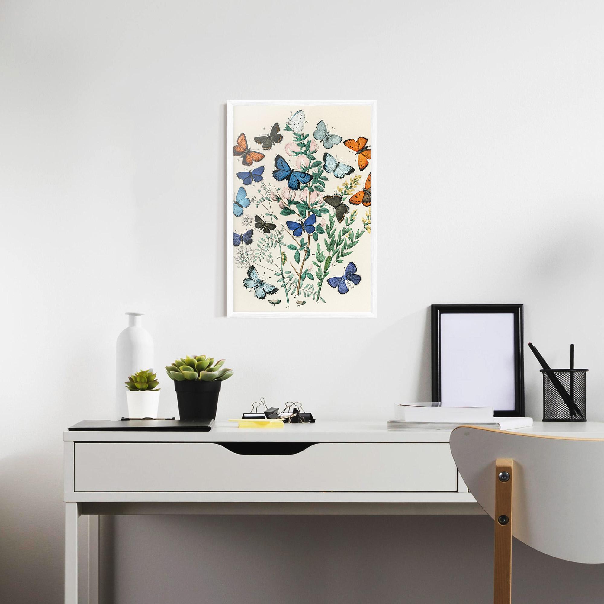 Poster Înrămat Blue Orange Butterflies mockup 7