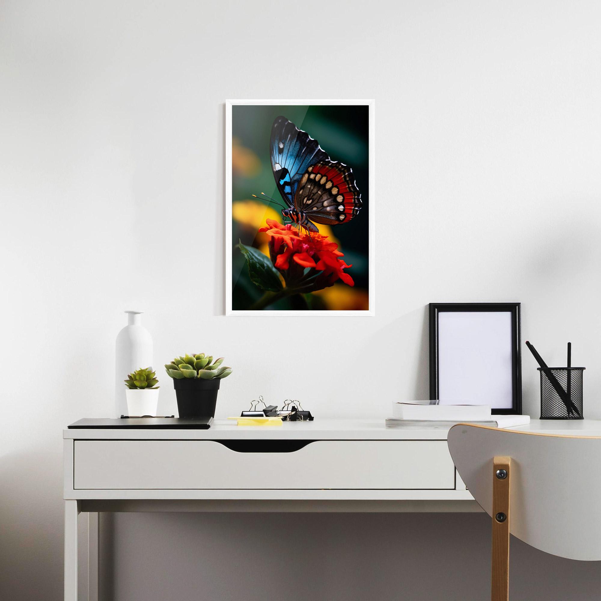 Poster Înrămat Blue Red Butterfly mockup 7