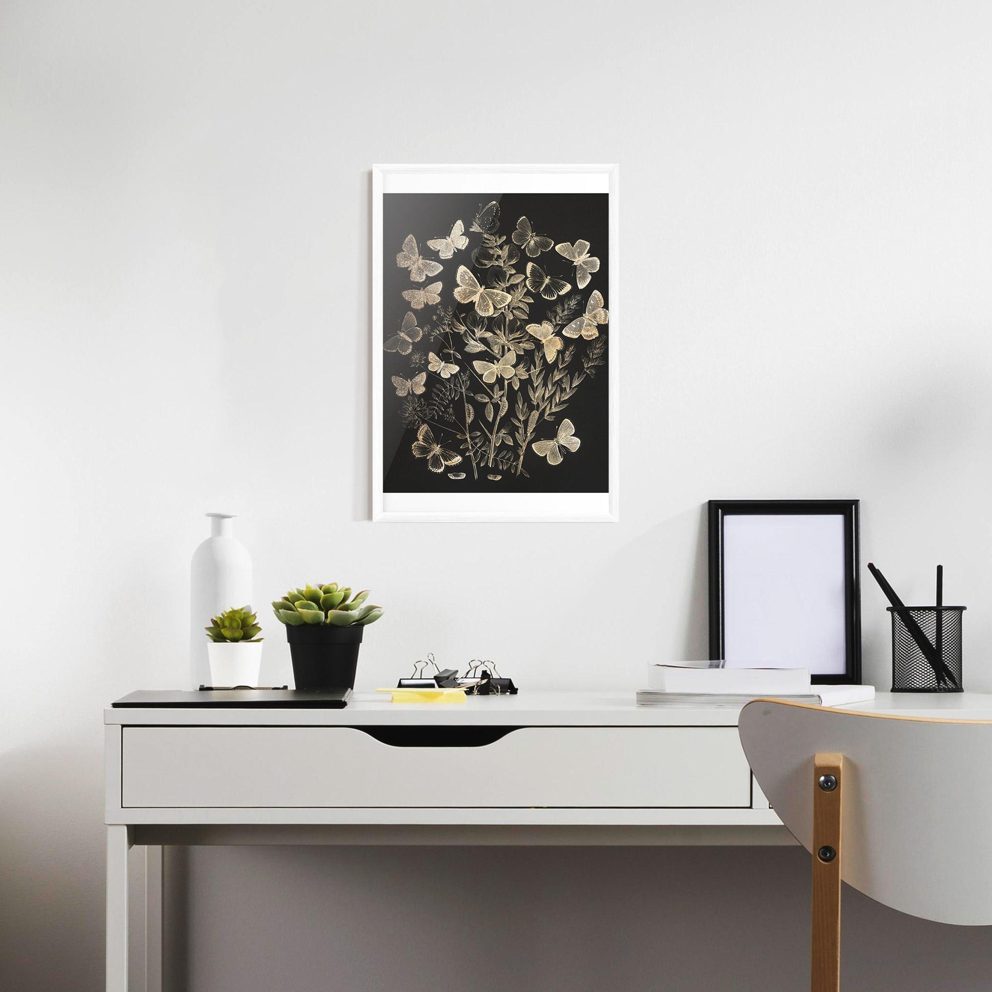 Poster Înrămat Grey Butterflies mockup 7