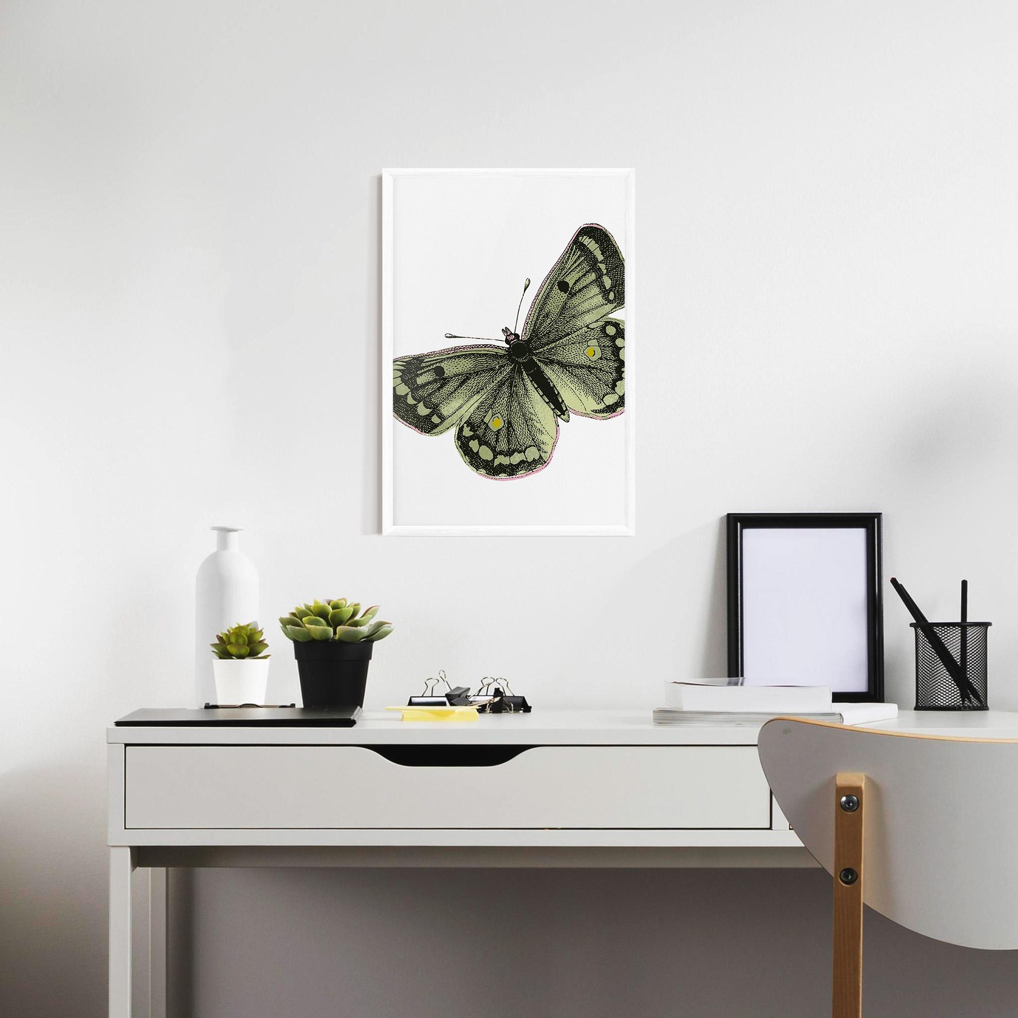 Poster Înrămat Grey Yellow Butterfly mockup 7