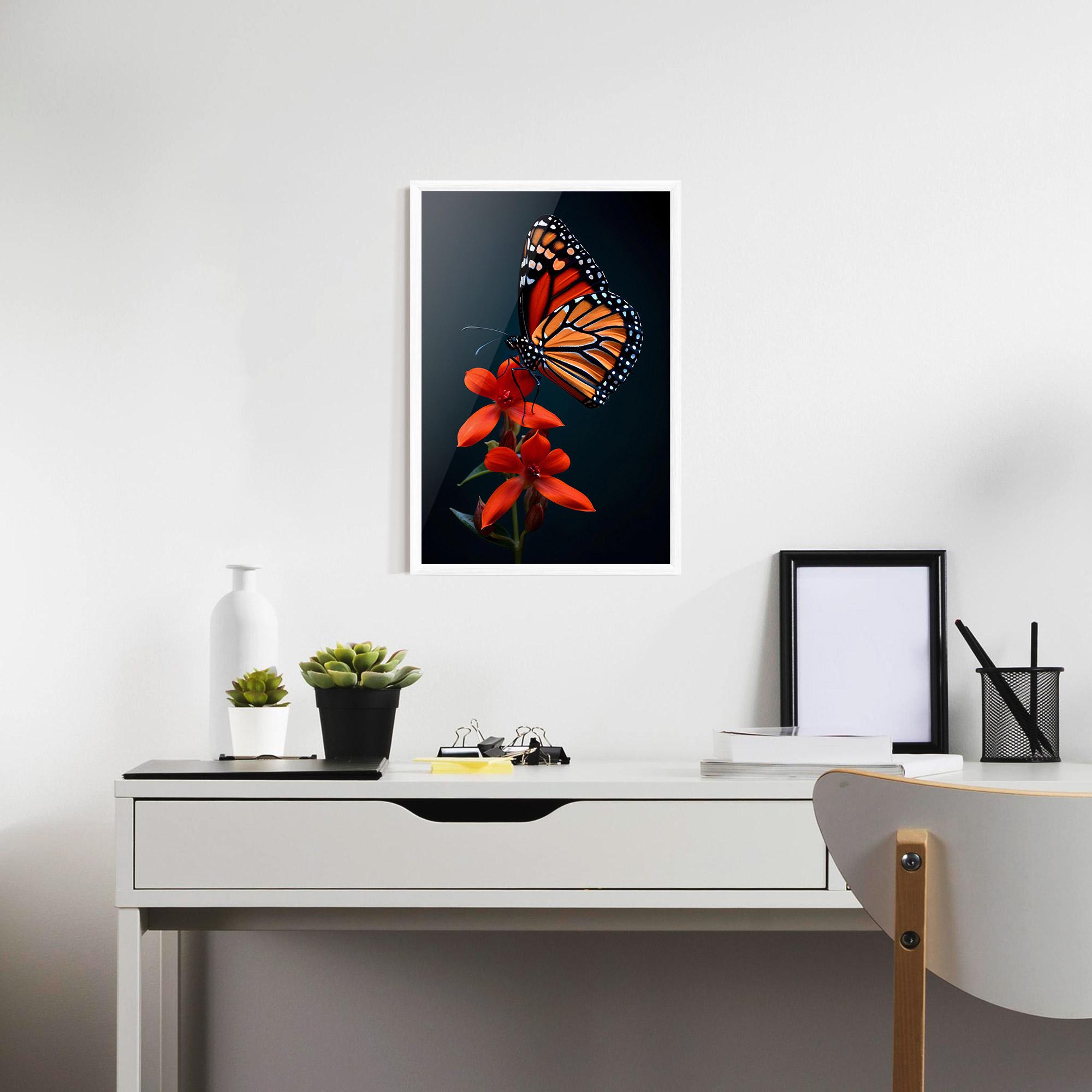 Poster Înrămat Red Flower Butterfly mockup 7