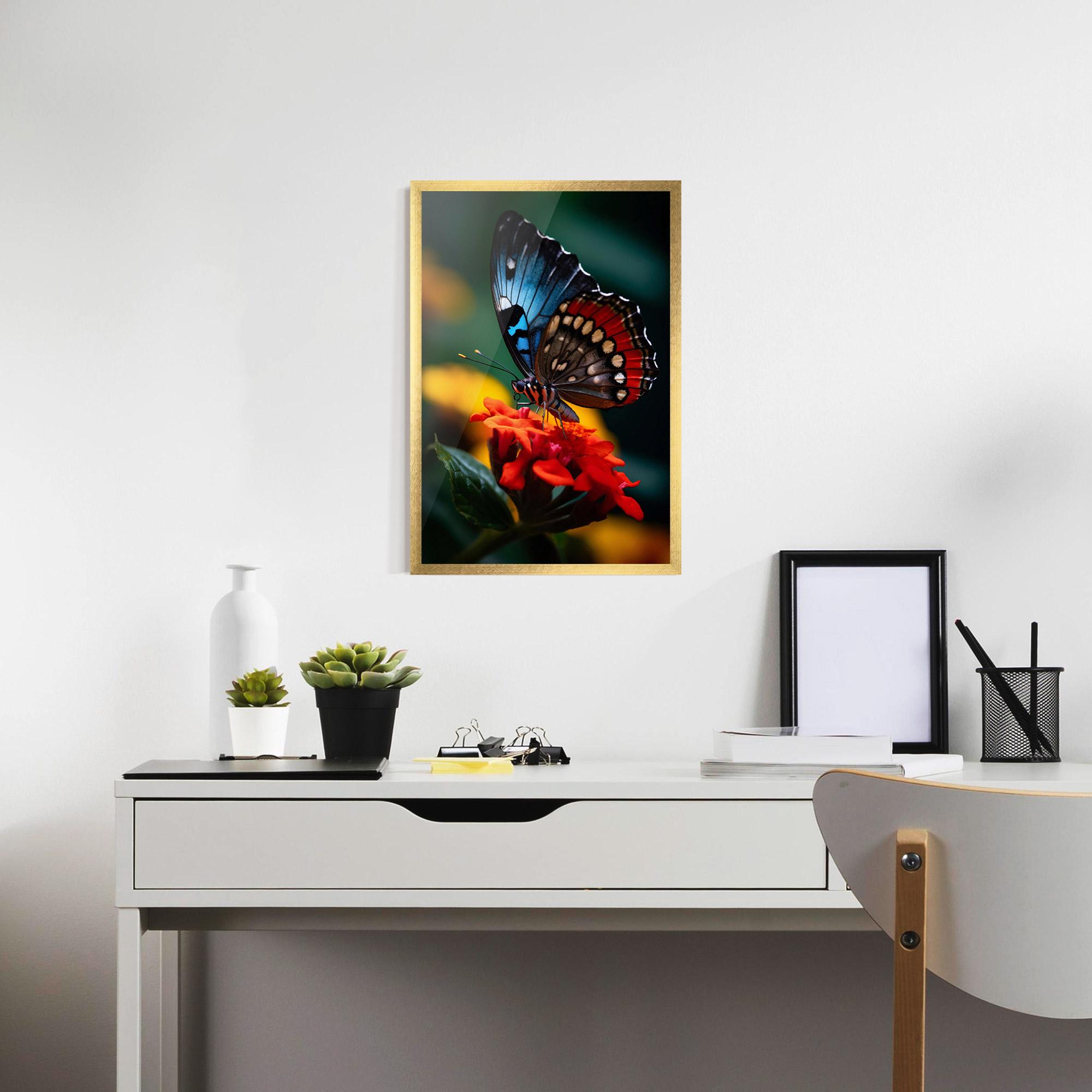 Poster Înrămat Blue Red Butterfly mockup 7
