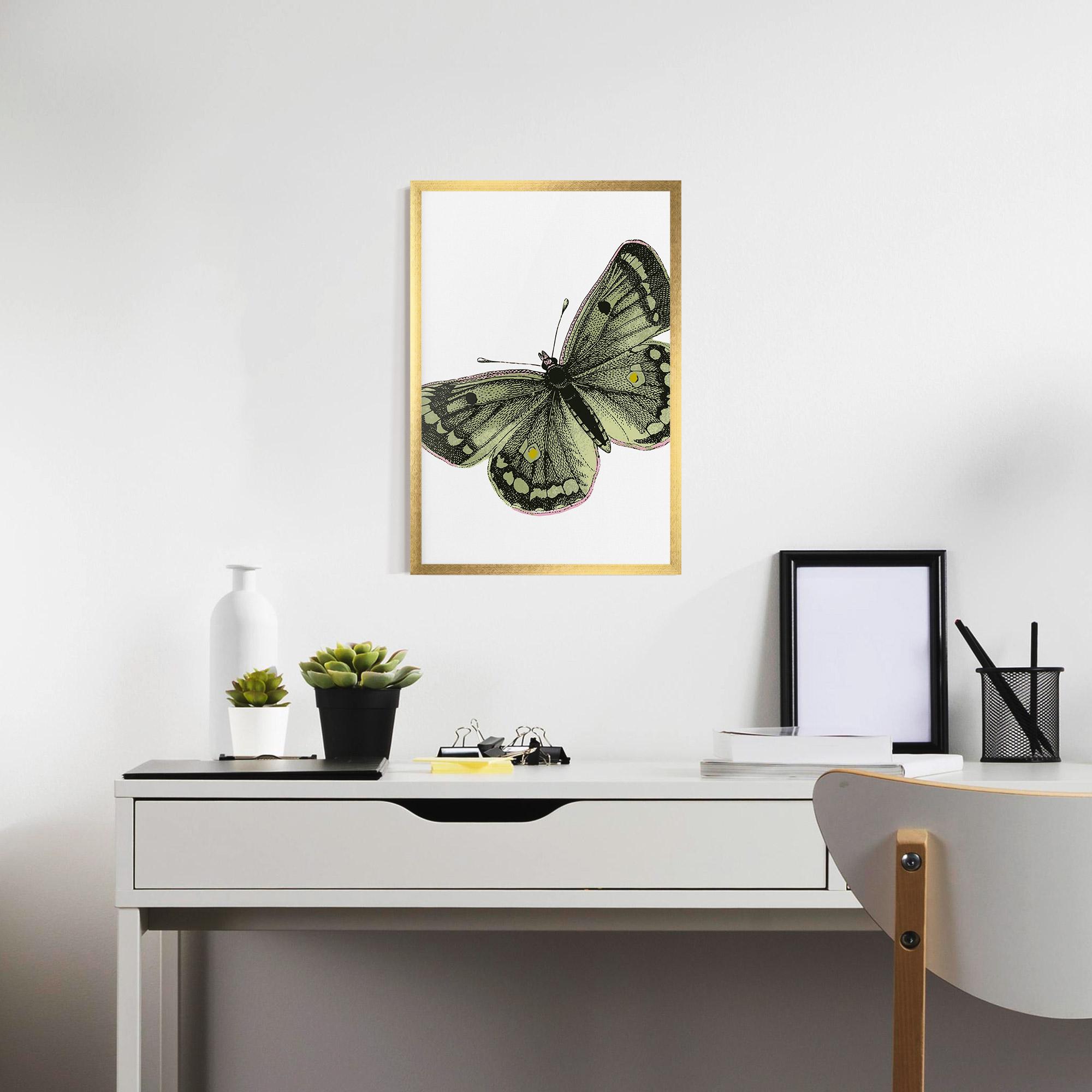 Poster Înrămat Grey Yellow Butterfly mockup 7