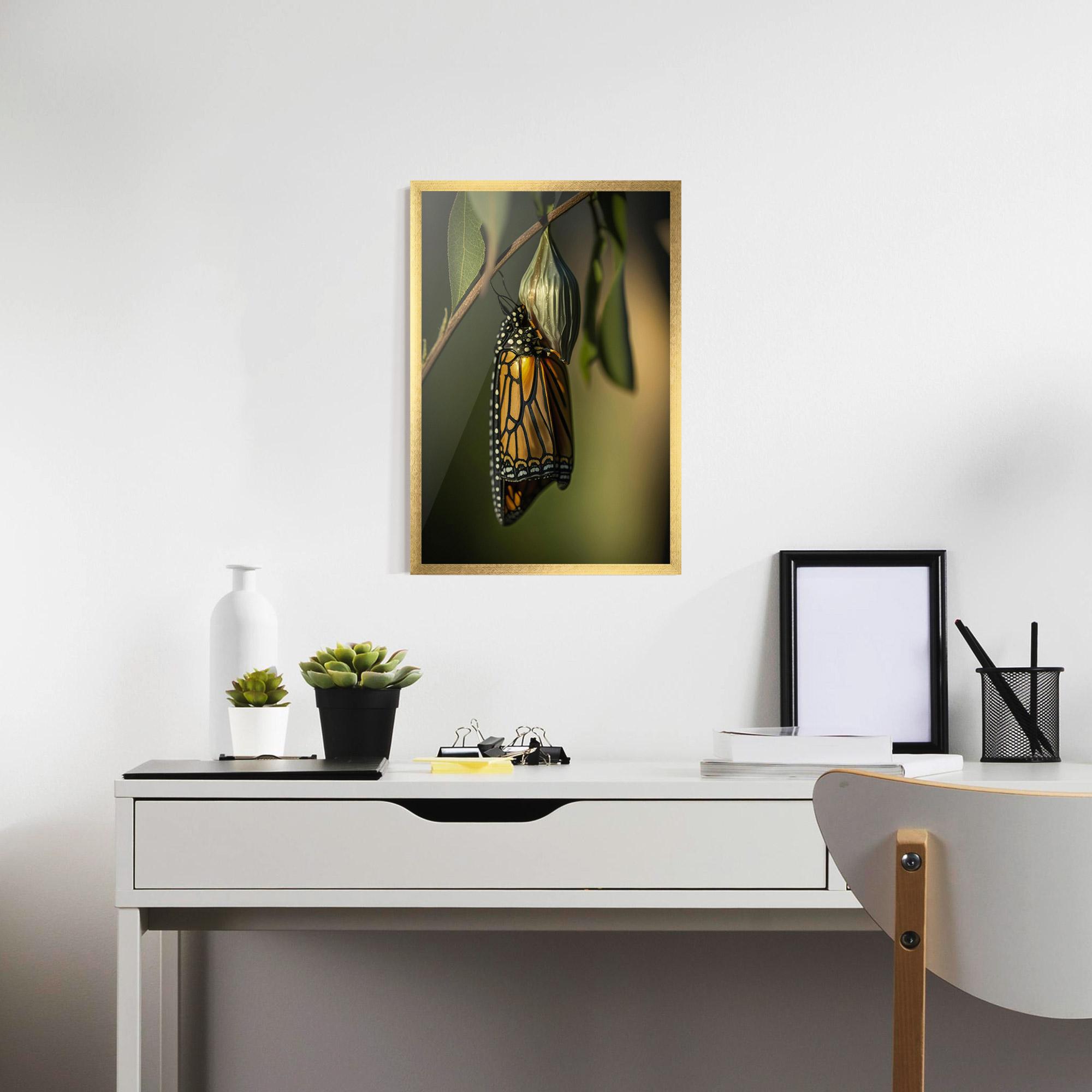Poster Înrămat Yellow Black Butterfly mockup 7