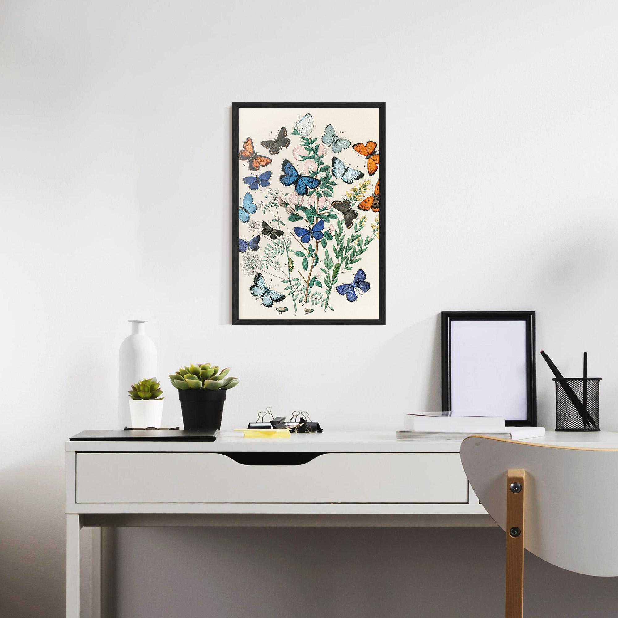 Poster Înrămat Blue Orange Butterflies mockup 7