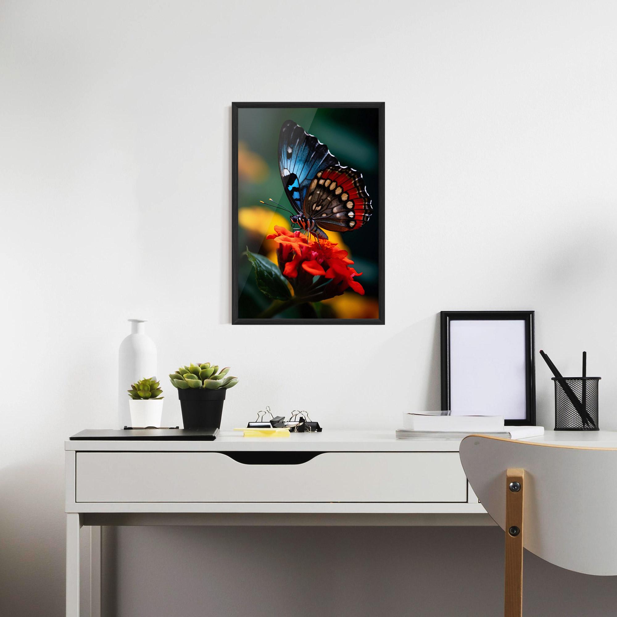 Poster Înrămat Blue Red Butterfly mockup 7
