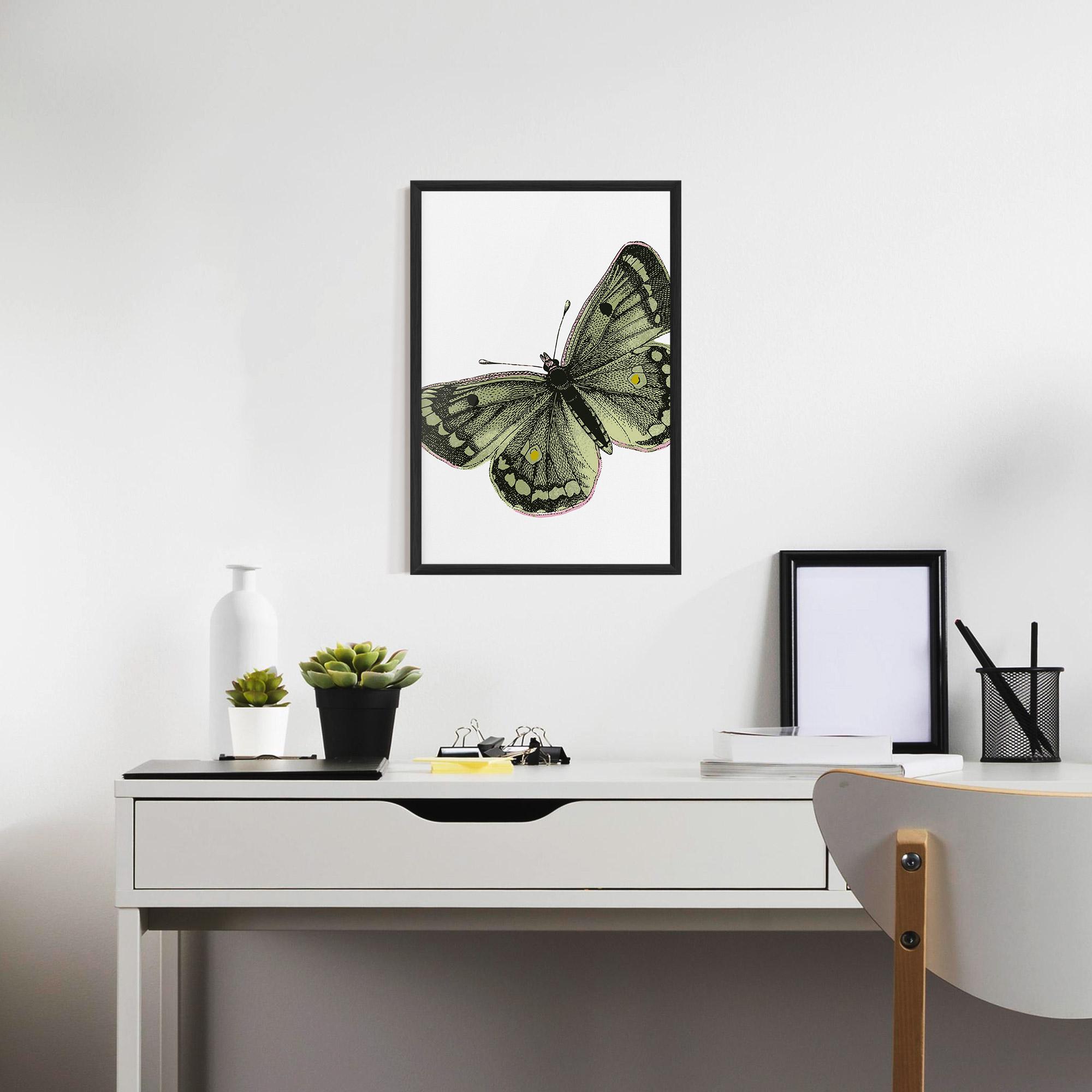 Poster Înrămat Grey Yellow Butterfly mockup 7