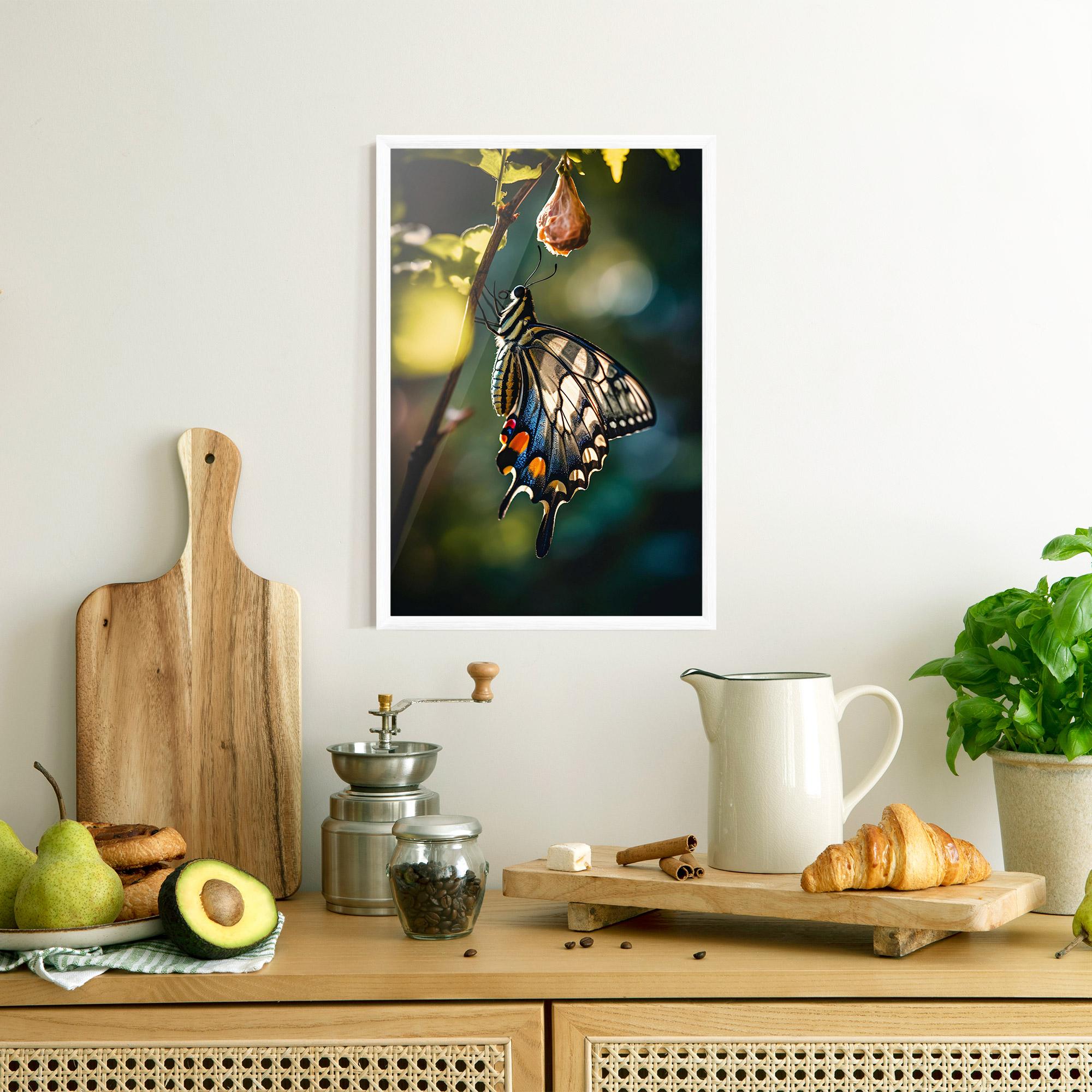 Poster Înrămat Blue Cream Butterfly mockup 8