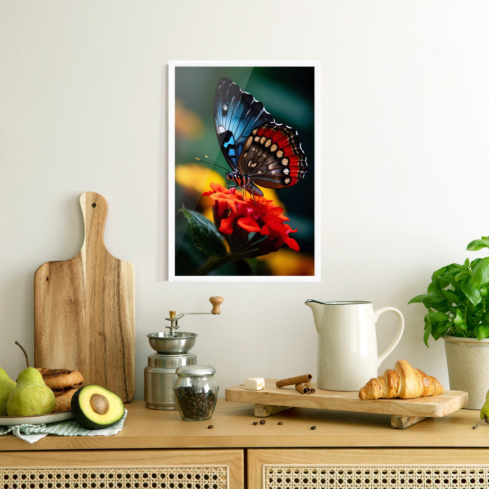 Poster Înrămat Blue Red Butterfly mockup 8