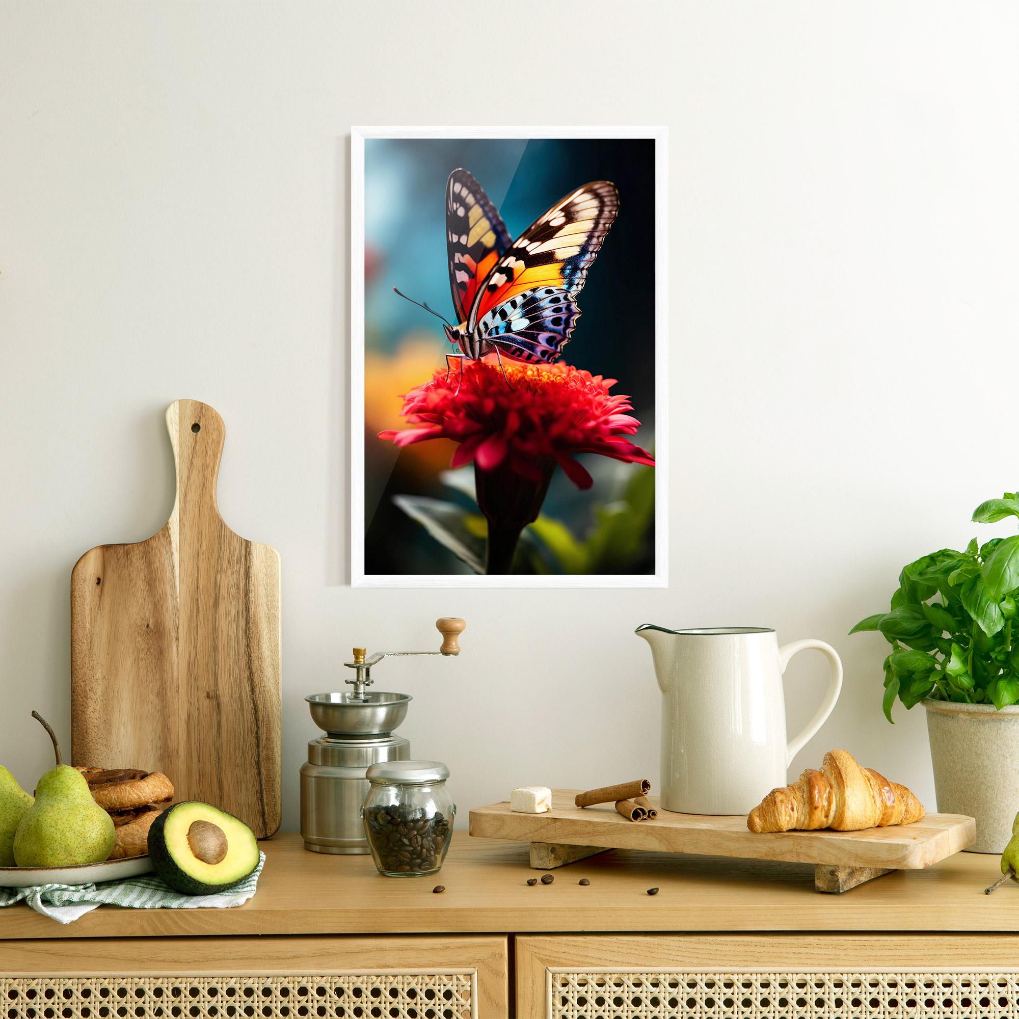 Poster Înrămat Blue Yellow Butterfly mockup 8