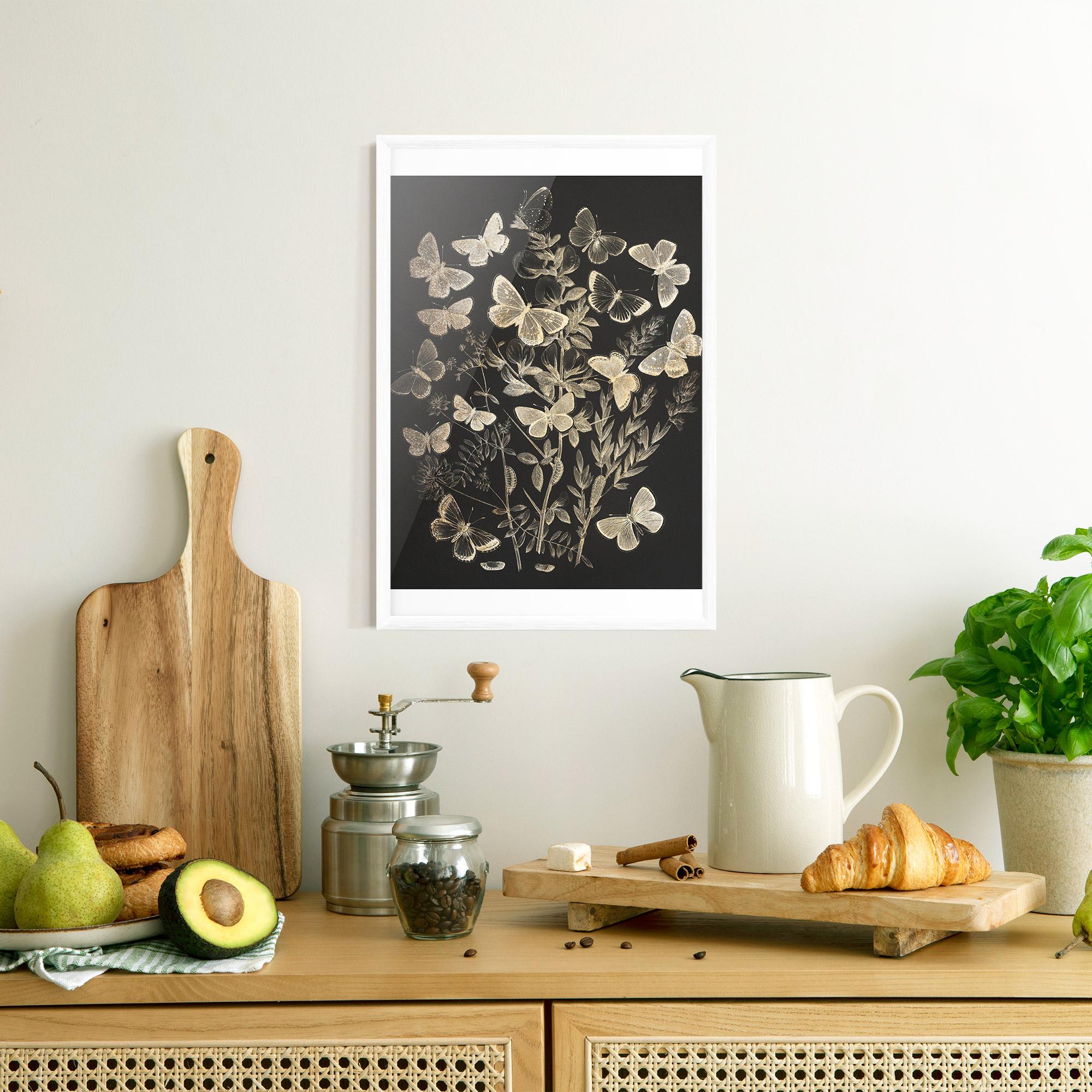 Poster Înrămat Grey Butterflies mockup 8