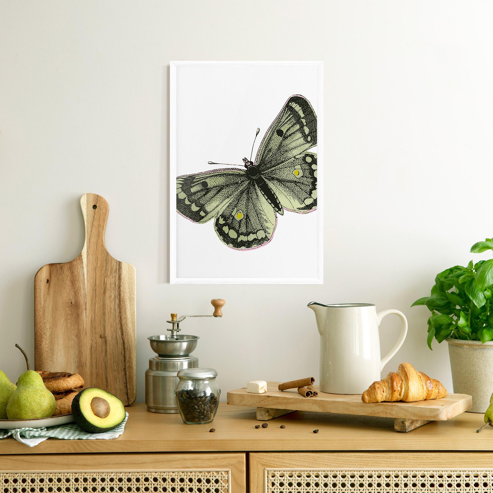 Poster Înrămat Grey Yellow Butterfly mockup 8