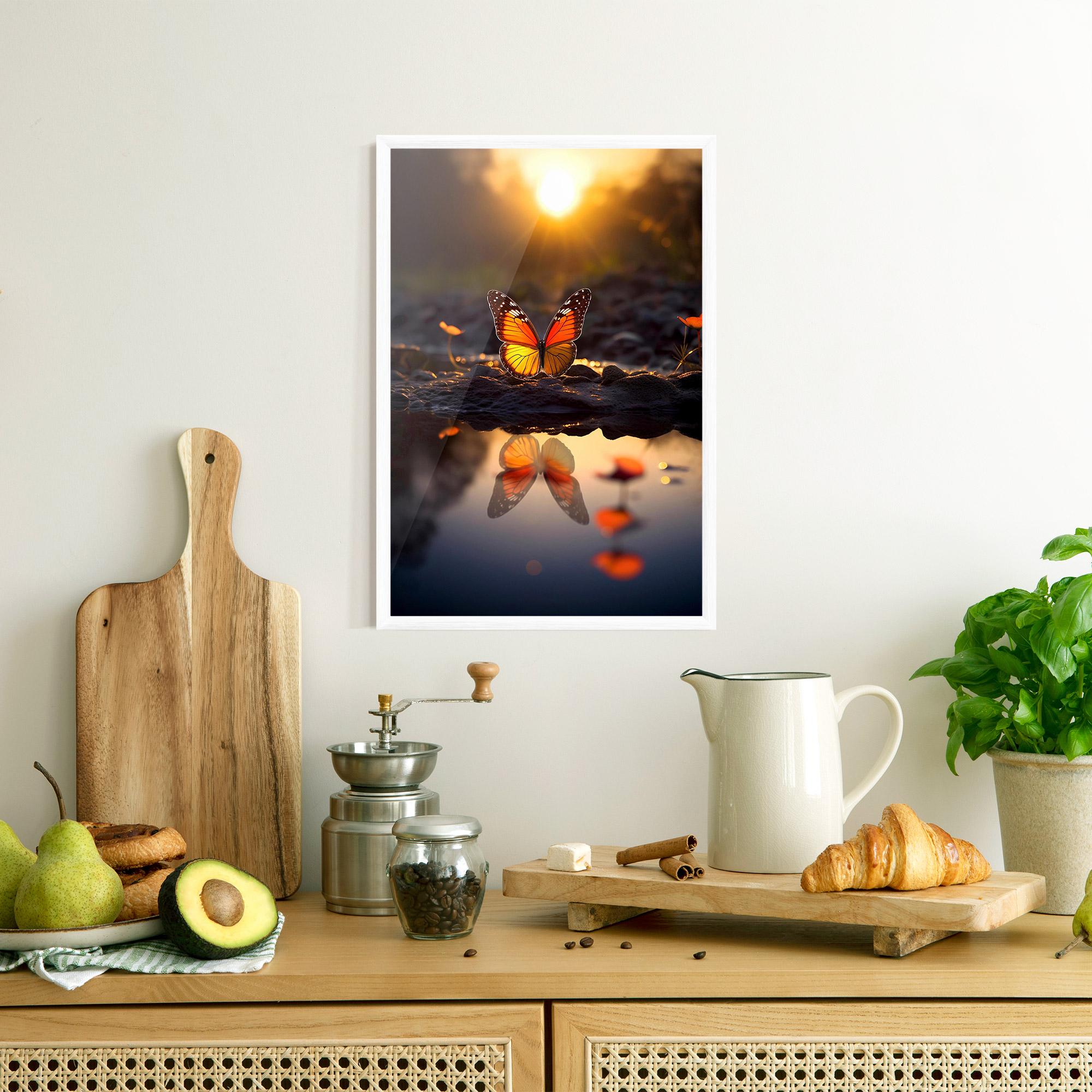 Poster Înrămat Sun Water Butterfly mockup 8