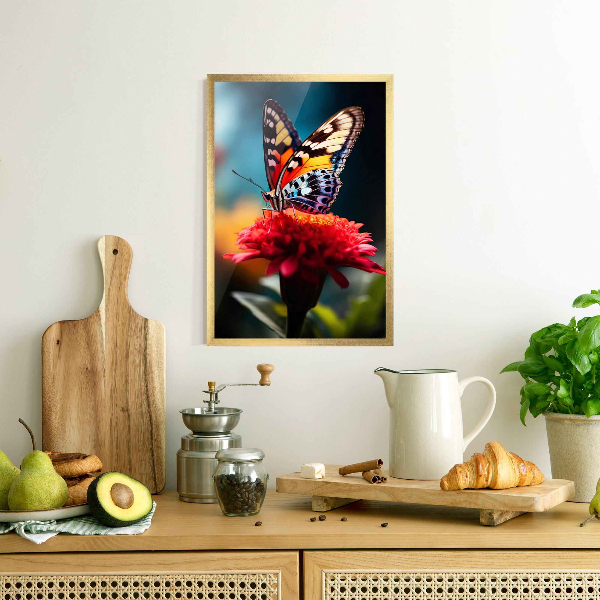 Poster Înrămat Blue Yellow Butterfly mockup 8