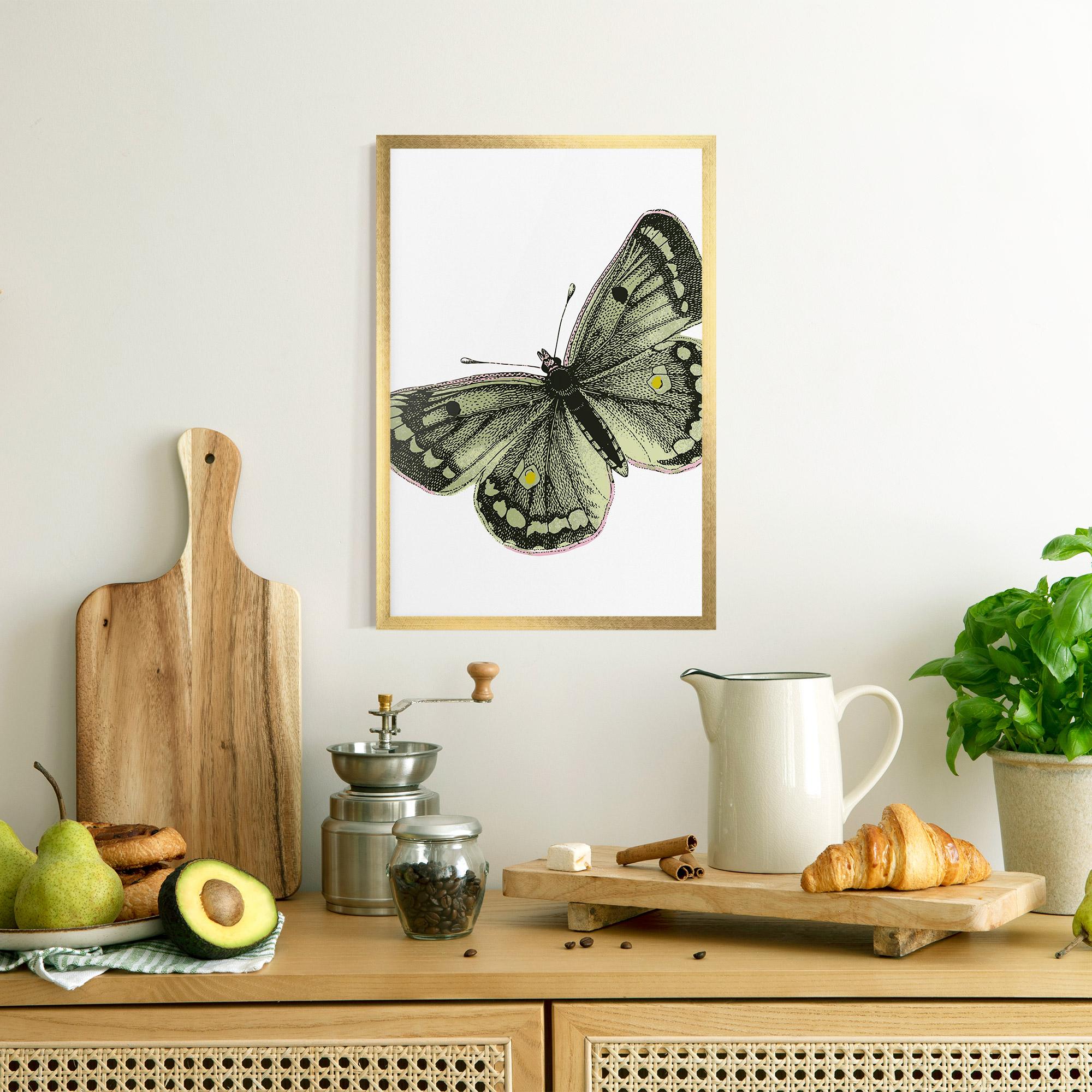 Poster Înrămat Grey Yellow Butterfly mockup 8