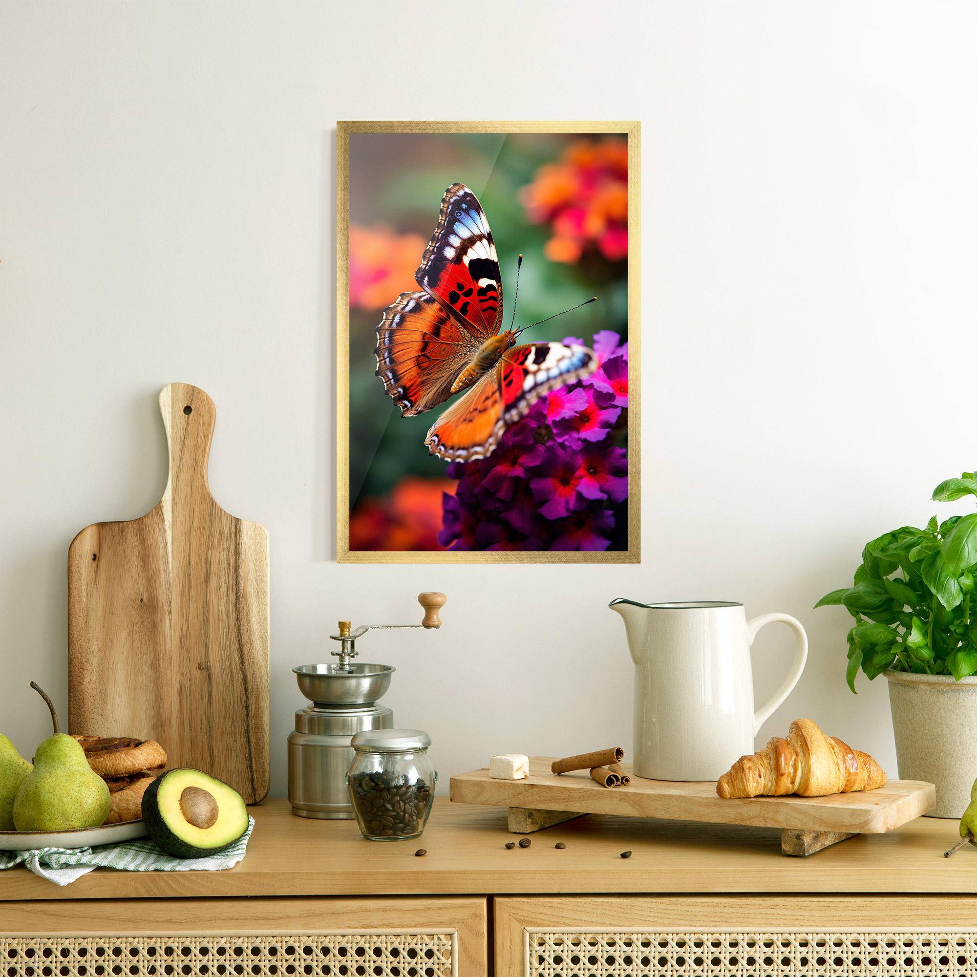 Poster Înrămat Red Blue Butterfly mockup 8